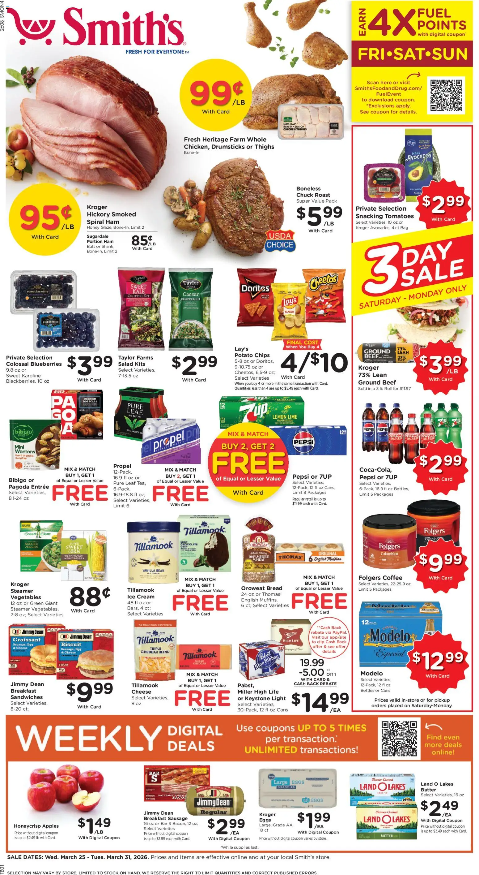 Smith's Weekly Ad - valid from 25.03.2026 | Page: 1 | Products: Clip, Coffee, Tea, Beef