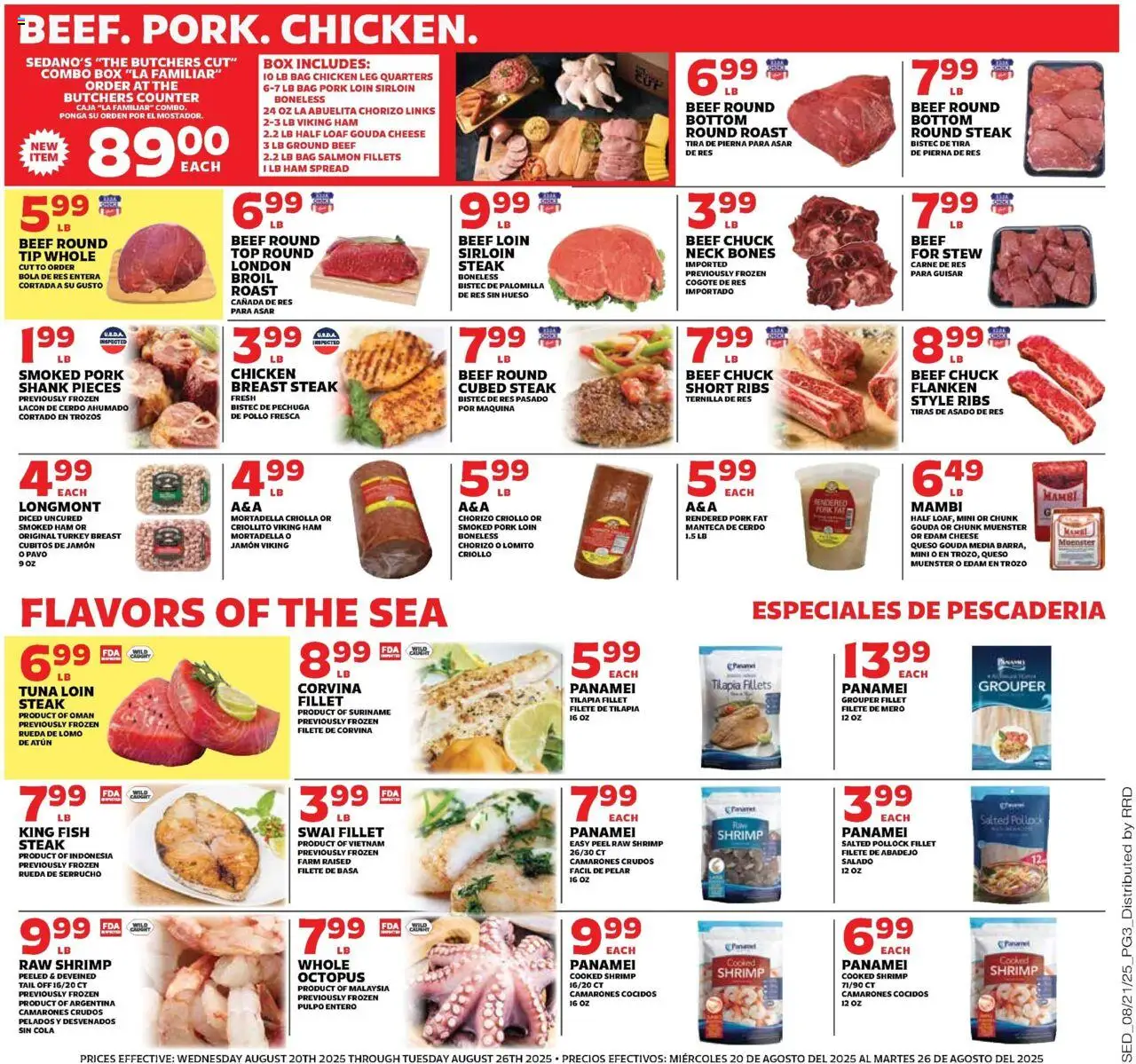 Sedano's Weekly Ad - FL - valid from 20.08.2025 | Page: 3 | Products: Cheese, Pork, Beef, Bag