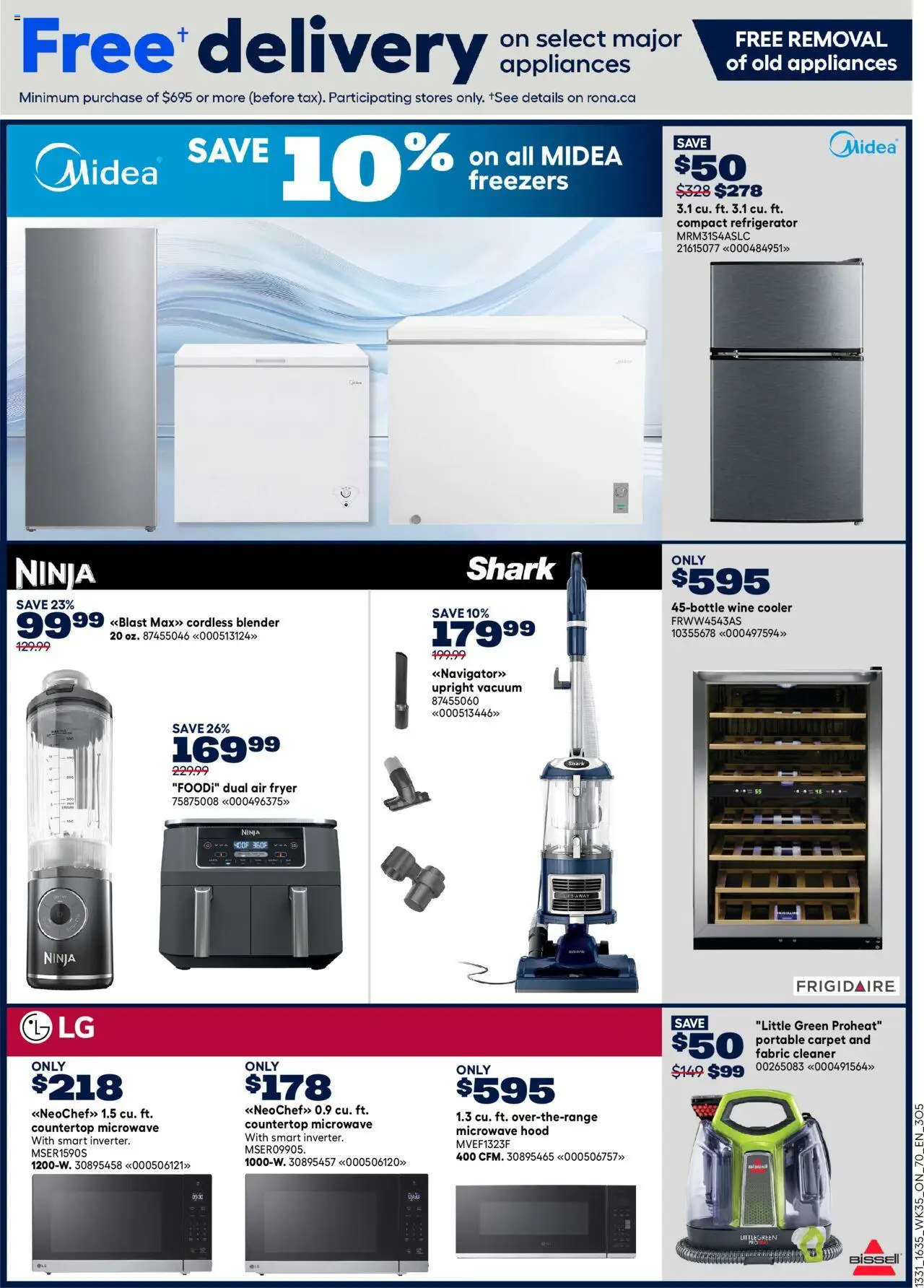 Rona flyer valid from 25.09.2025 | Page: 21 | Products: Refrigerator, Fryer, Carpet, Wine