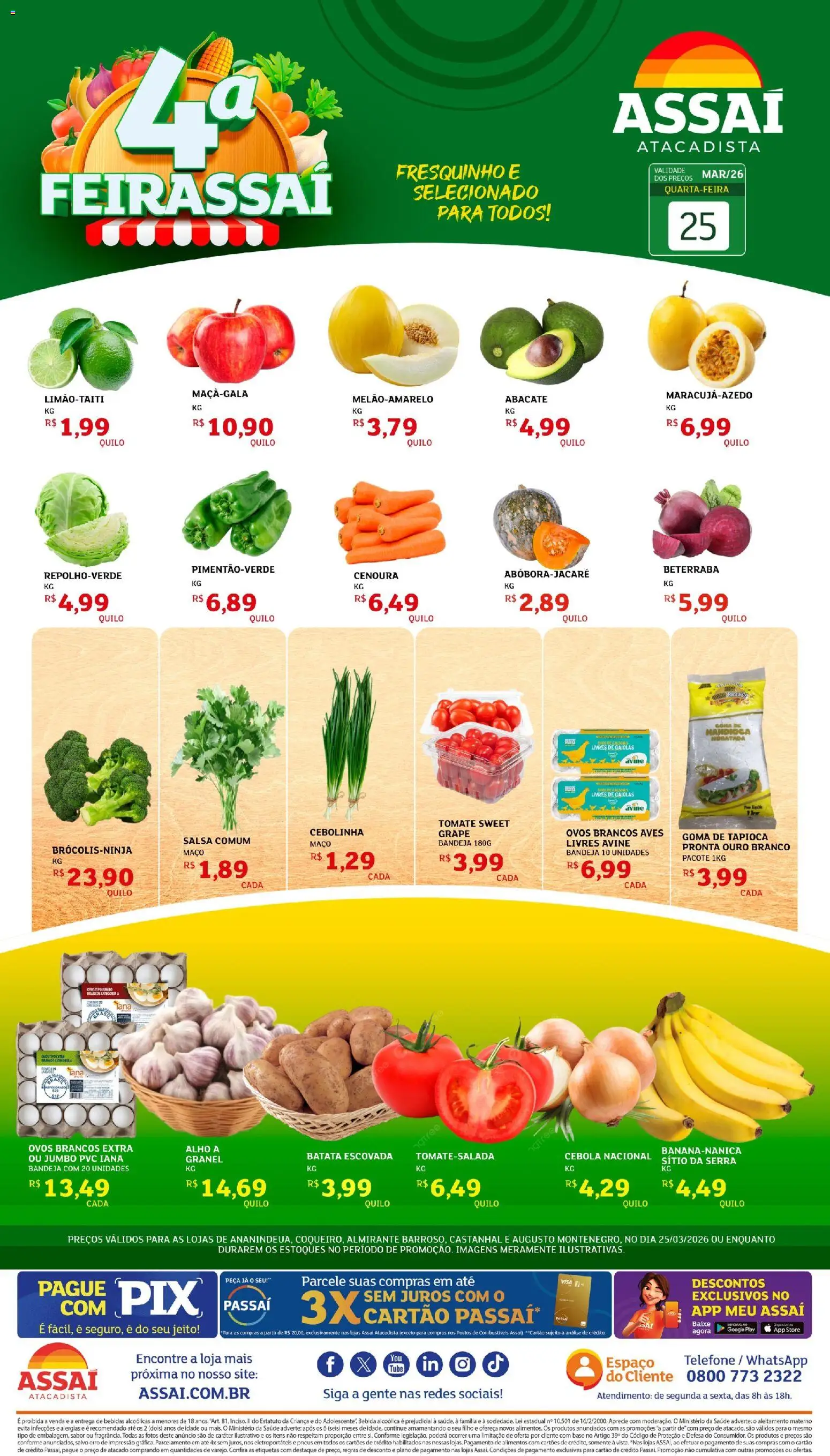 Assaí Atacadista Folheto - válido de 25.03.2026 | Página: 1 | Produtos: Cebola, Pneus, Cenoura, Bebida