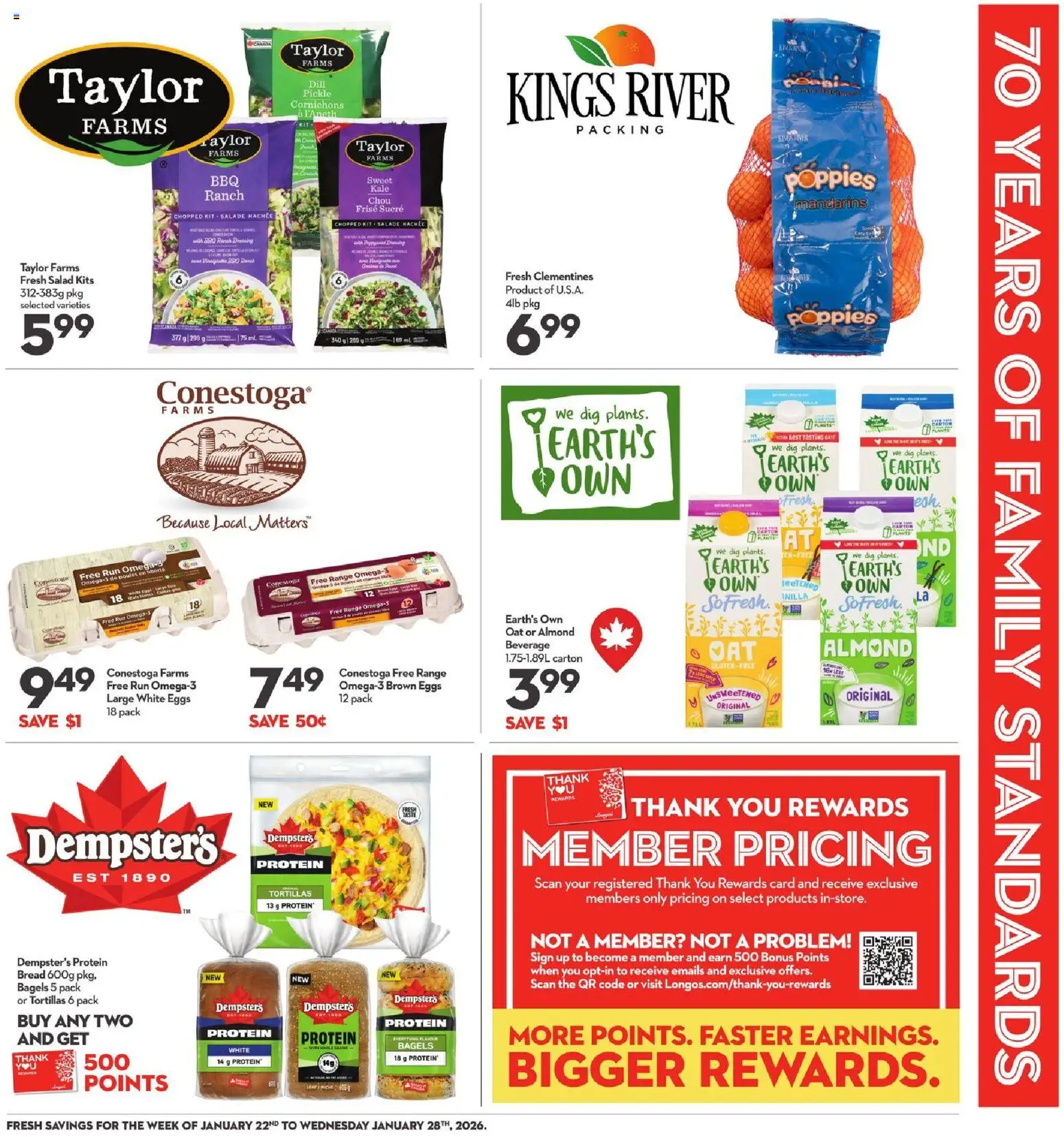 Longo's flyer valid from 22.01.2026 | Page: 9 | Products: Salad, Eggs, Bread