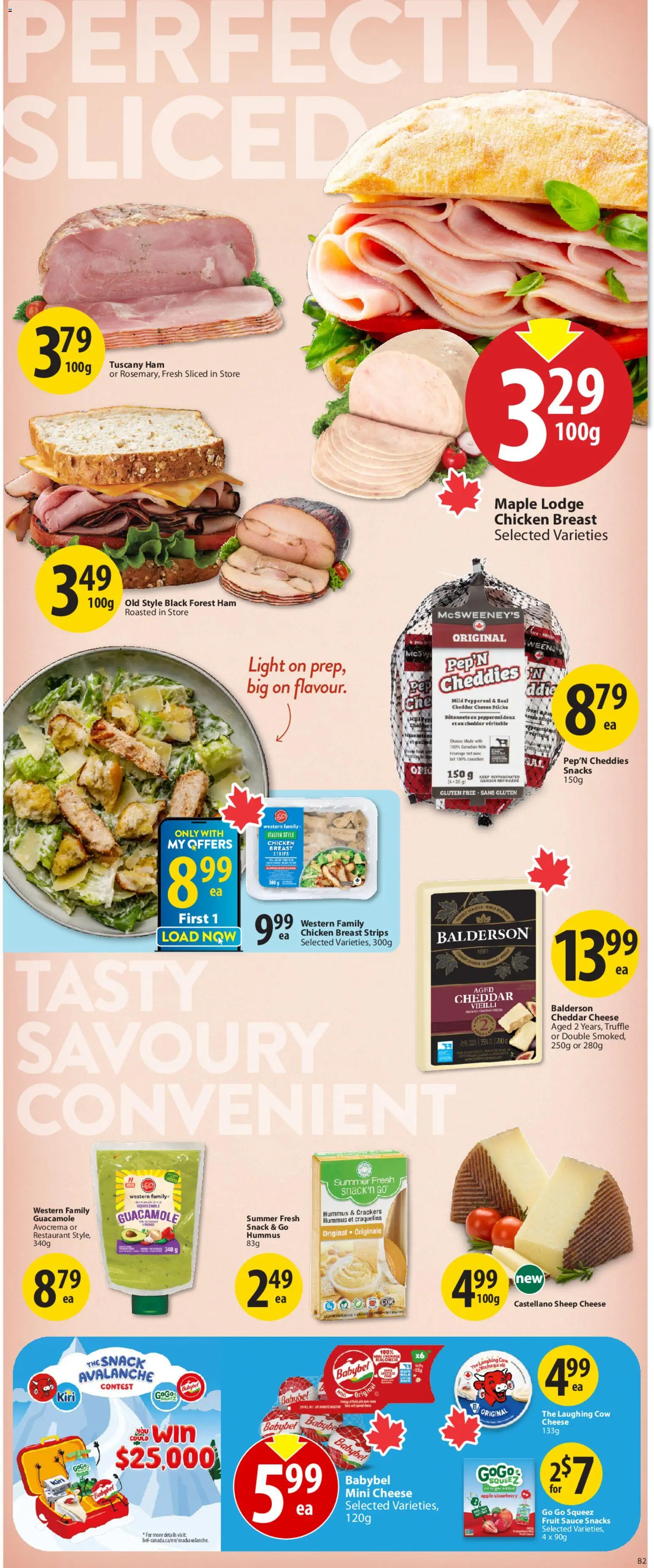 Save on foods flyer valid from 08.01.2026 | Page: 8 | Products: Milk, Cheese, Ham, Chicken