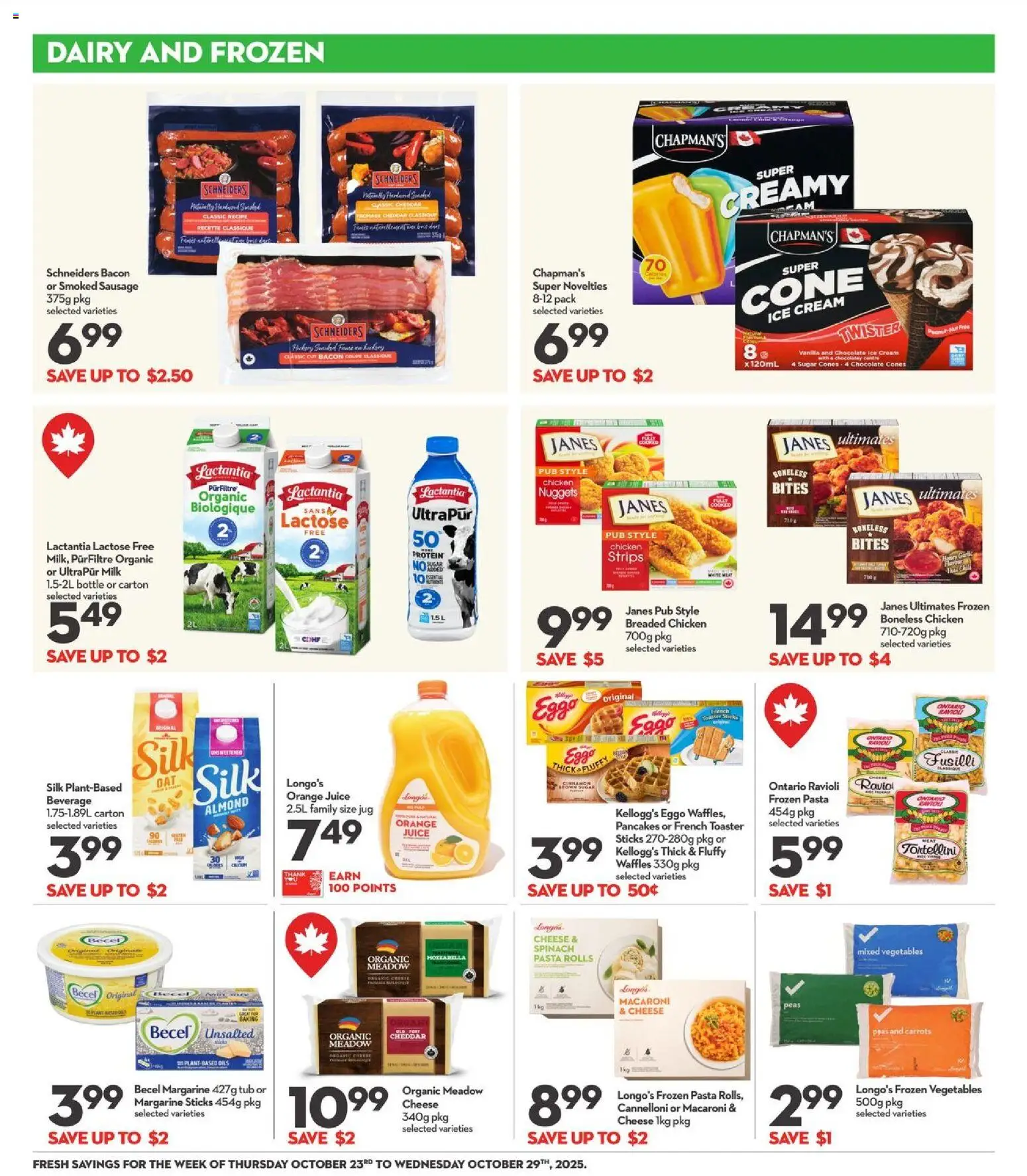 Longo's flyer valid from 23.10.2025 | Page: 11 | Products: Milk, Cheese, Chocolate, Juice