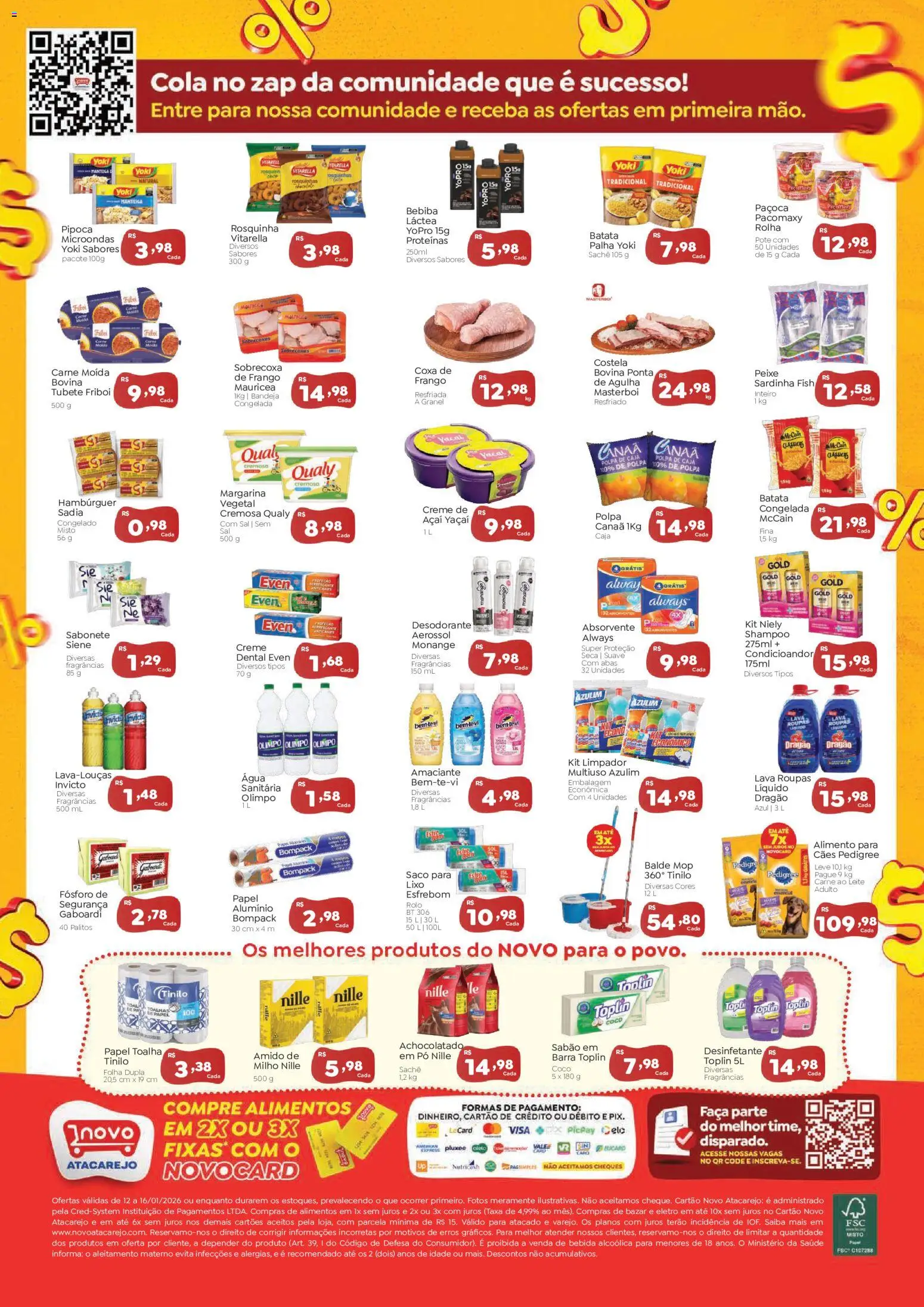 Novo Atacarejo Folheto - válido de 12.01.2026 | Página: 2 | Produtos: Achocolatado, Frango, Paçoca, Balde