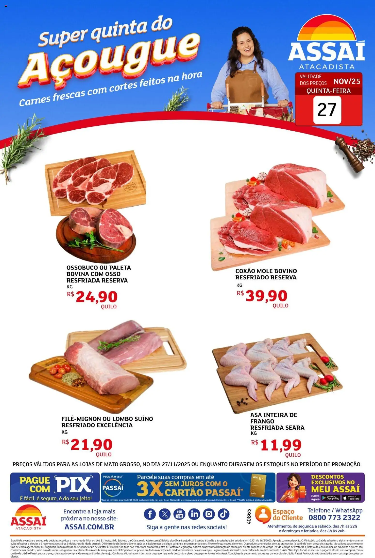 Assaí Atacadista Folheto - válido de 27.11.2025 | Página: 1 | Produtos: Pasta, Base, Bebida, Telefone