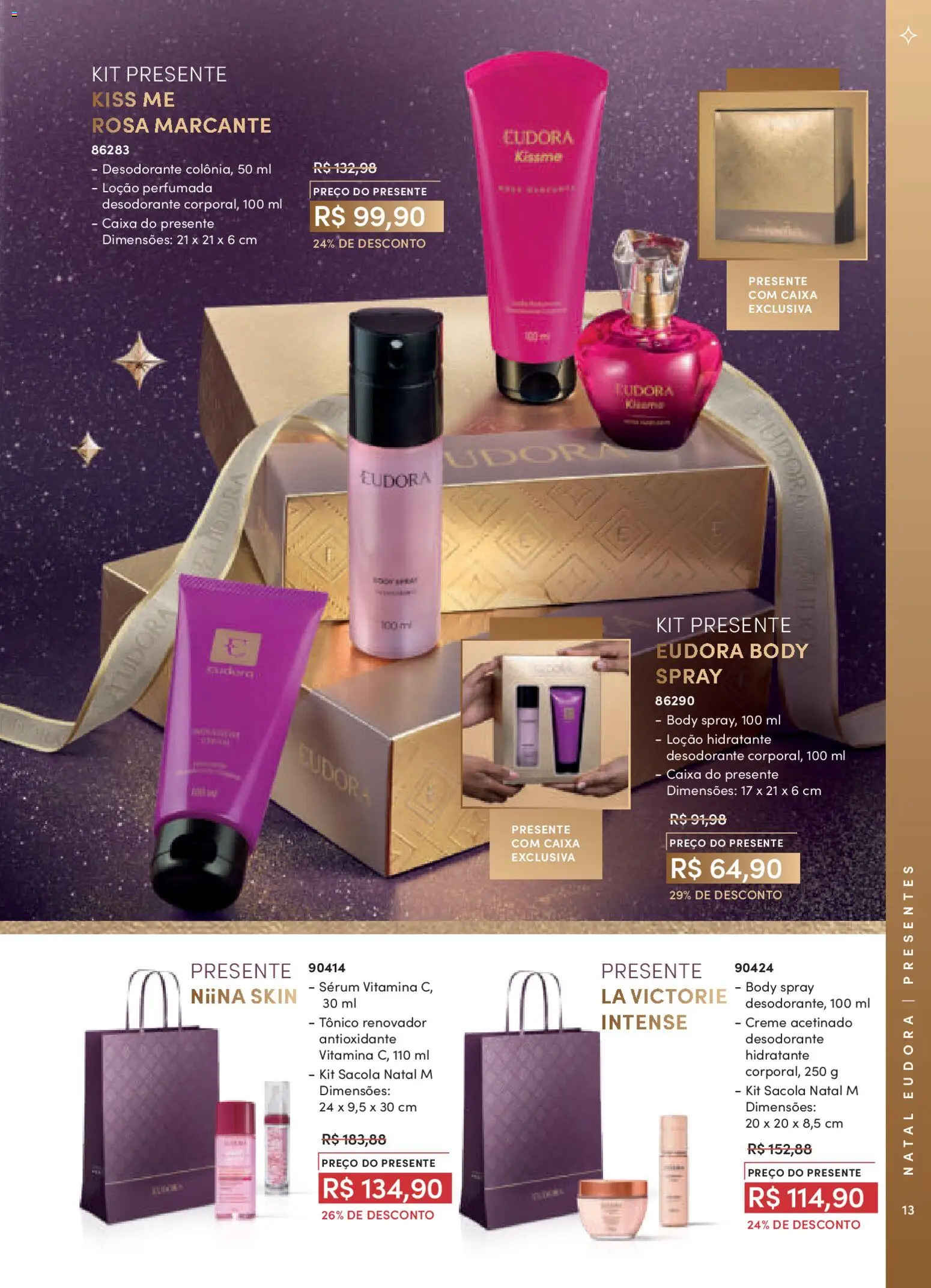 Eudora Folheto - válido de 10.11.2025 | Página: 13 | Produtos: Desodorante, Caixa, Sérum, Body