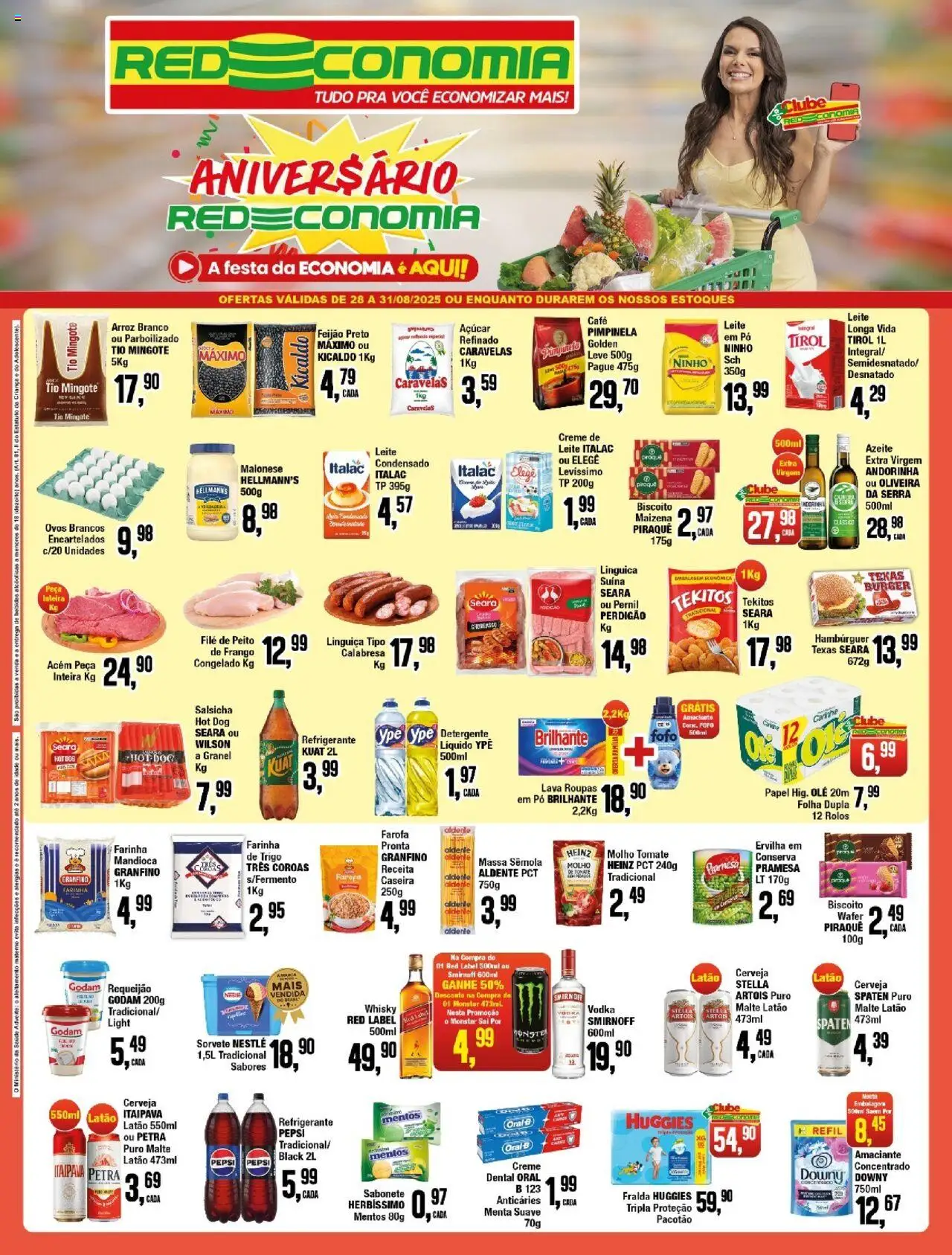 RedEconomia Folheto - válido de 28.08.2025 | Página: 1 | Produtos: Pernil, Leite, Creme, Maionese