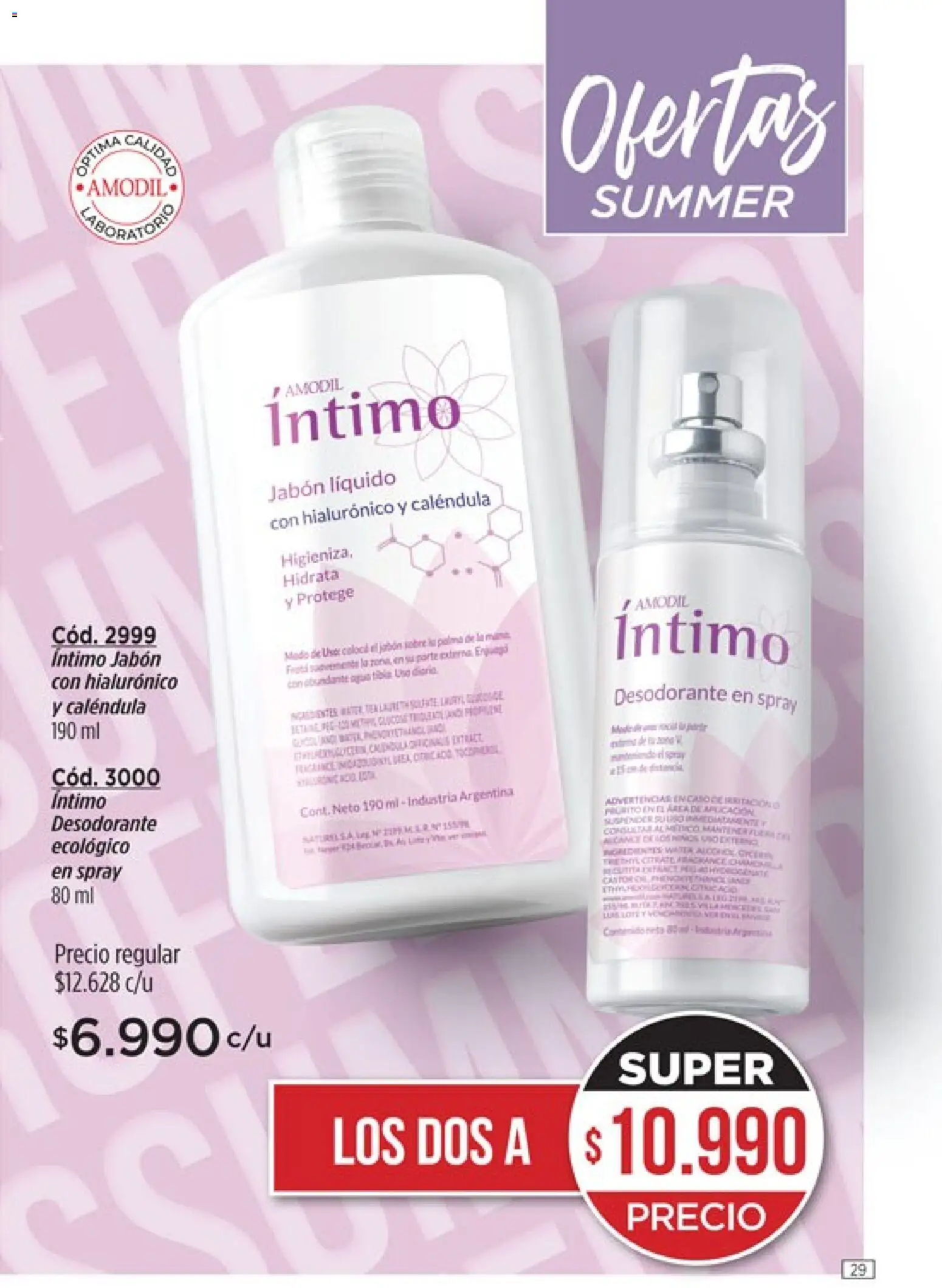 Catálogo Amodil Campaña 1/2026 │ válido desde el 01.01.2026 | Página: 29 | Productos: Jabón líquido, Jabón, Desodorante