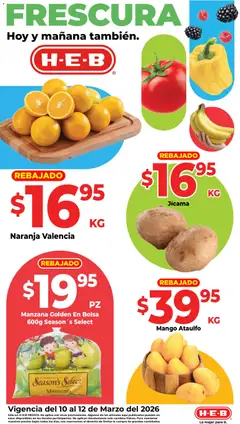 Vista previa de H-E-B folleto Frutas y venduras, nuevo folleto de la tienda, válido en México a partir del 10.03.2026