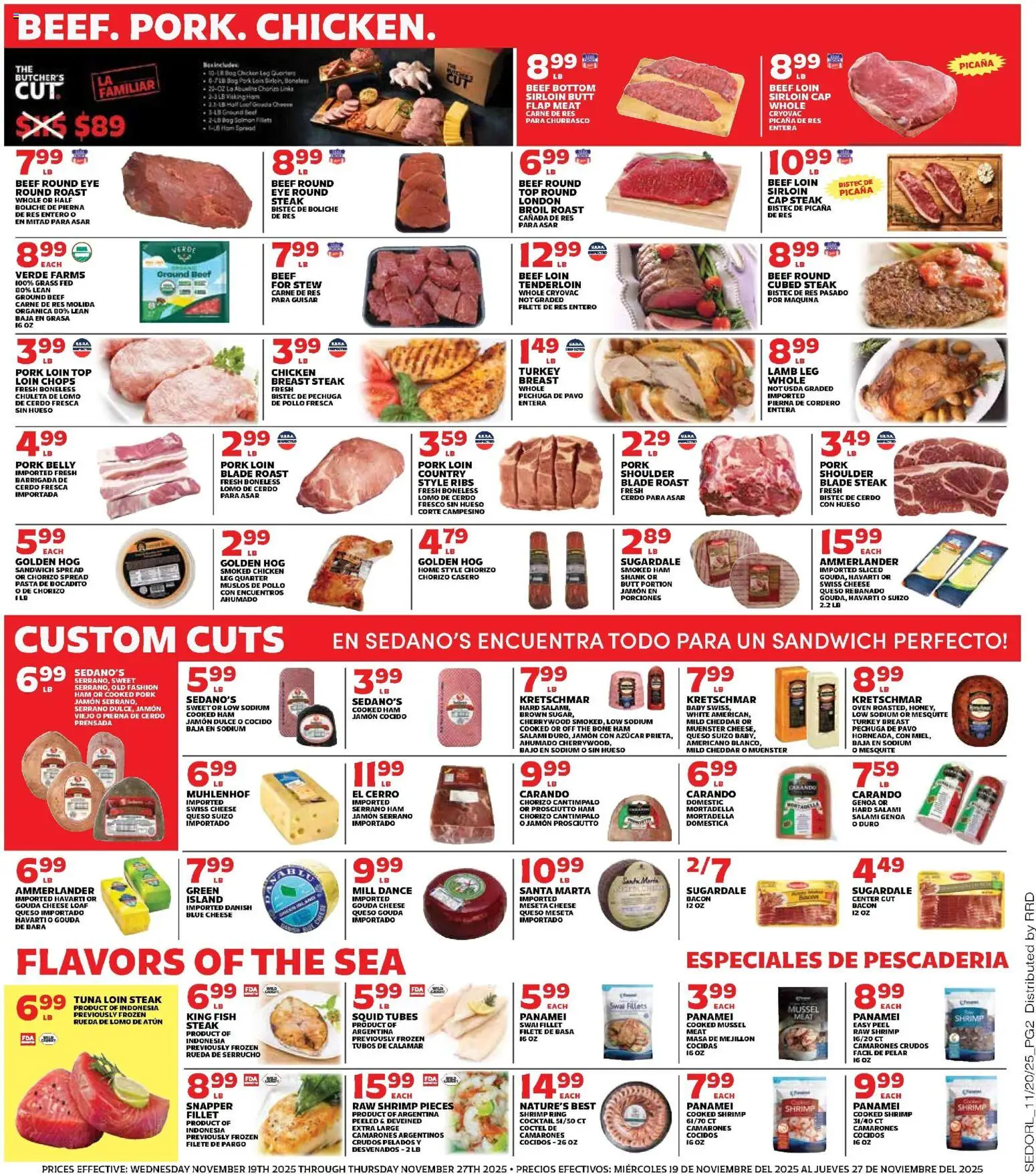 Sedano's Weekly Ad - valid from 19.11.2025 | Page: 2 | Products: Ham, Pork, Beef, Oven