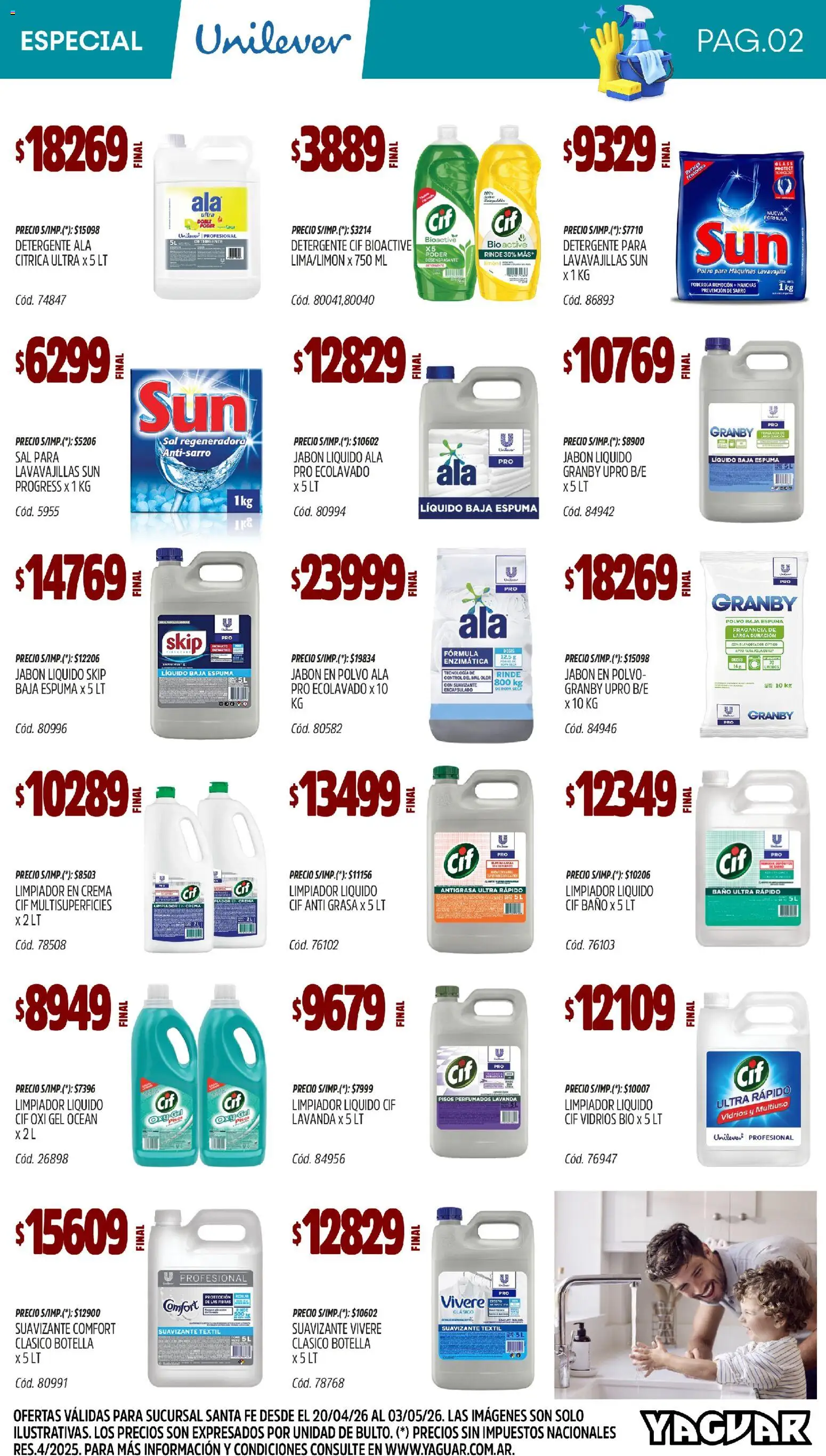 Yaguar - Especial Limpieza Santa Fé │ válido desde el 20.04.2026 | Página: 2 | Productos: Baño, Jabón en polvo, Espuma, Suavizante