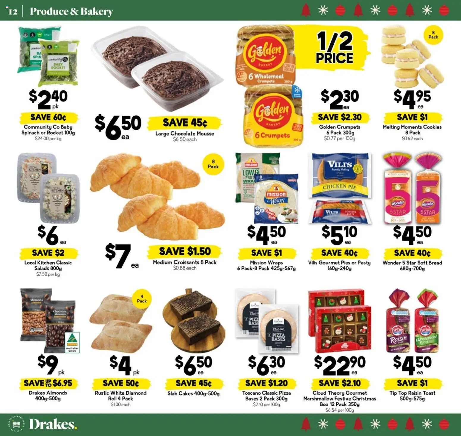 Drakes catalogue - valid from 17.12.2025 | Page: 12 | Products: Almonds, Crumpets, Chocolate, Spinach