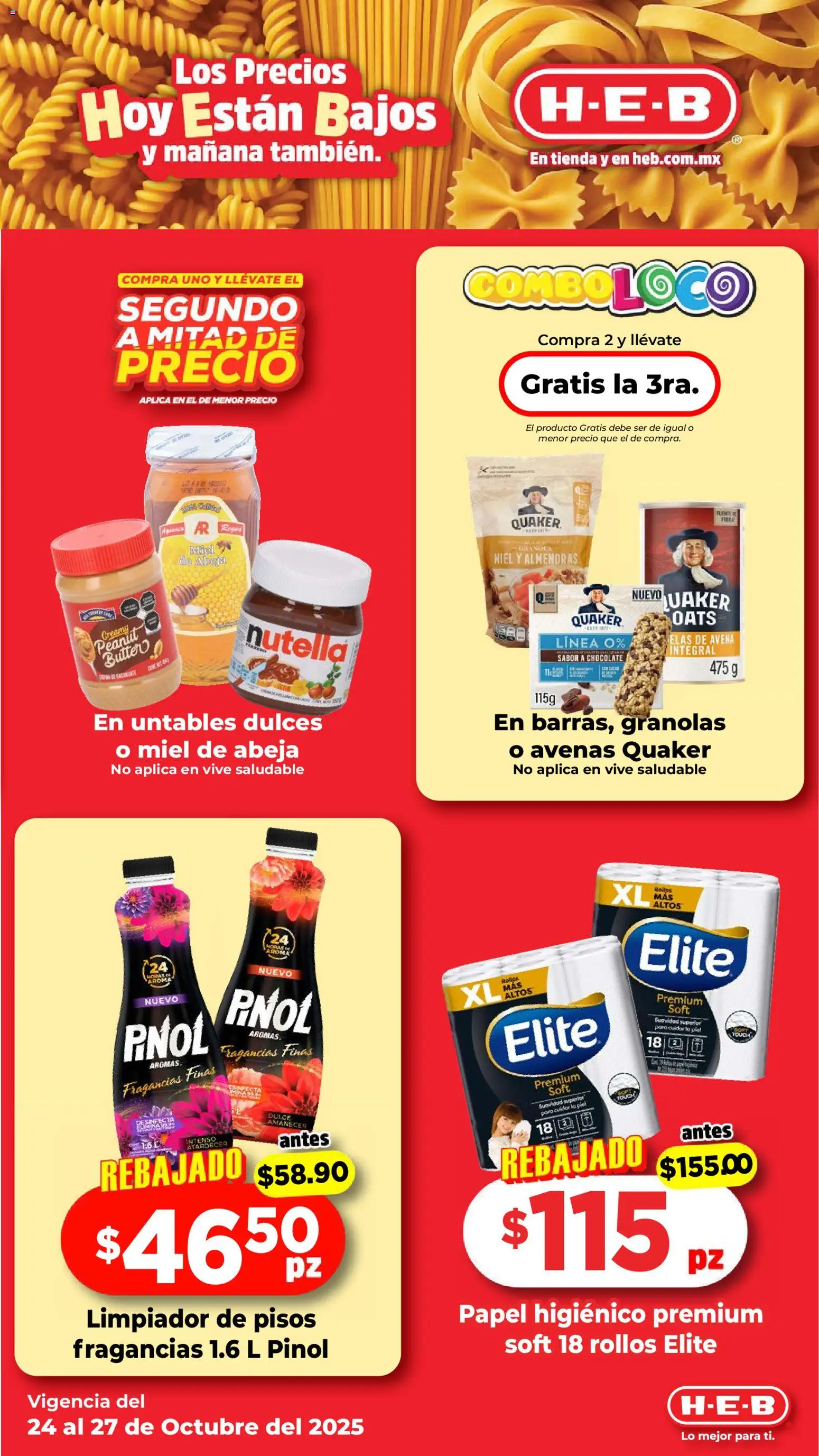 Nuevas ofertas de H-E-B válidas en toda la República Mexicana desde el 24.10.2025. ¡Encuentra las mejores ofertas en H-E-B folleto! | Página: 7 | Productos: Almendras, Avena, Chocolate, Papel higiénico
