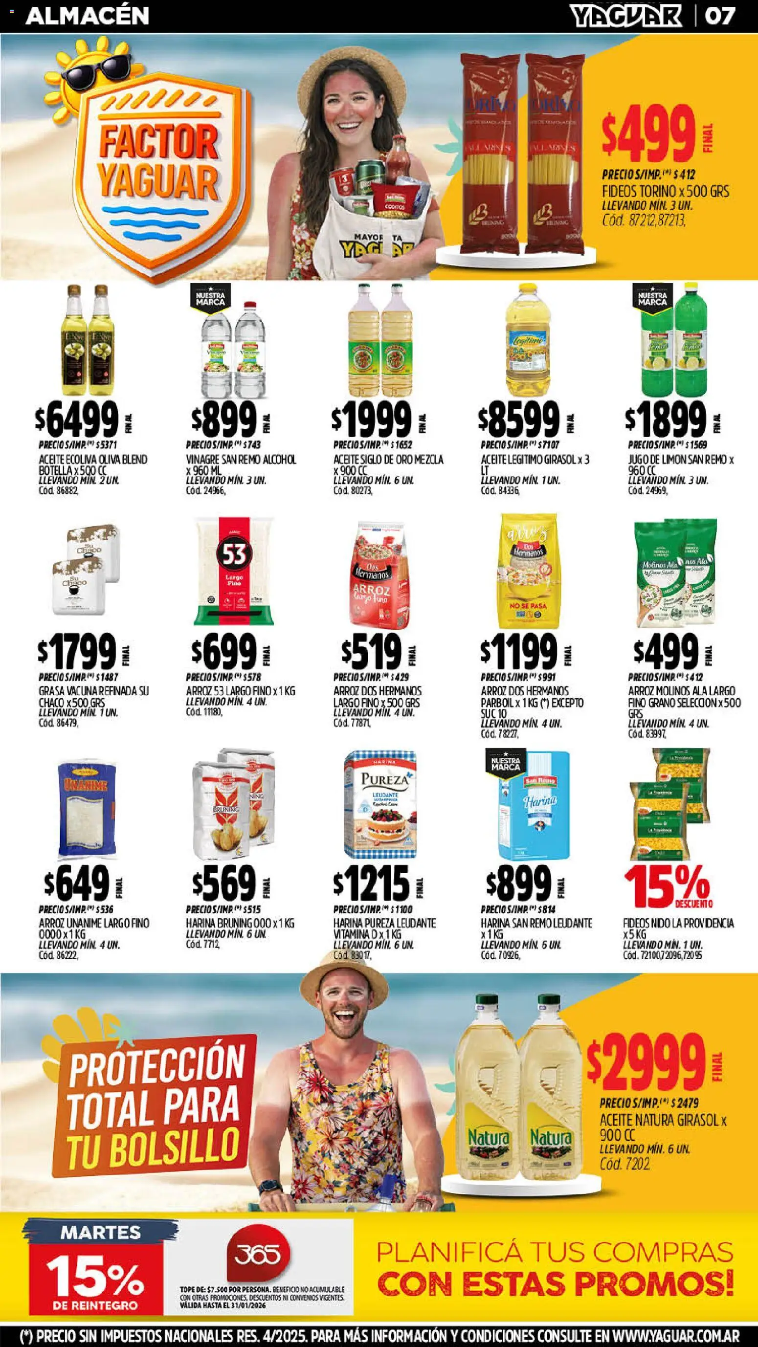 Yaguar - Oferta Semanal Chaco │ válido desde el 19.01.2026 | Página: 7 | Productos: Aceite, Limón, Arroz, Fideos
