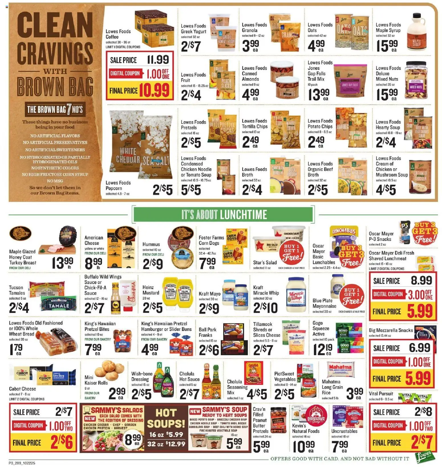 Lowes Foods Weekly Ad - GA - valid from 22.10.2025 | Page: 3 | Products: Cheese, Mayonnaise, Sauce, Bag