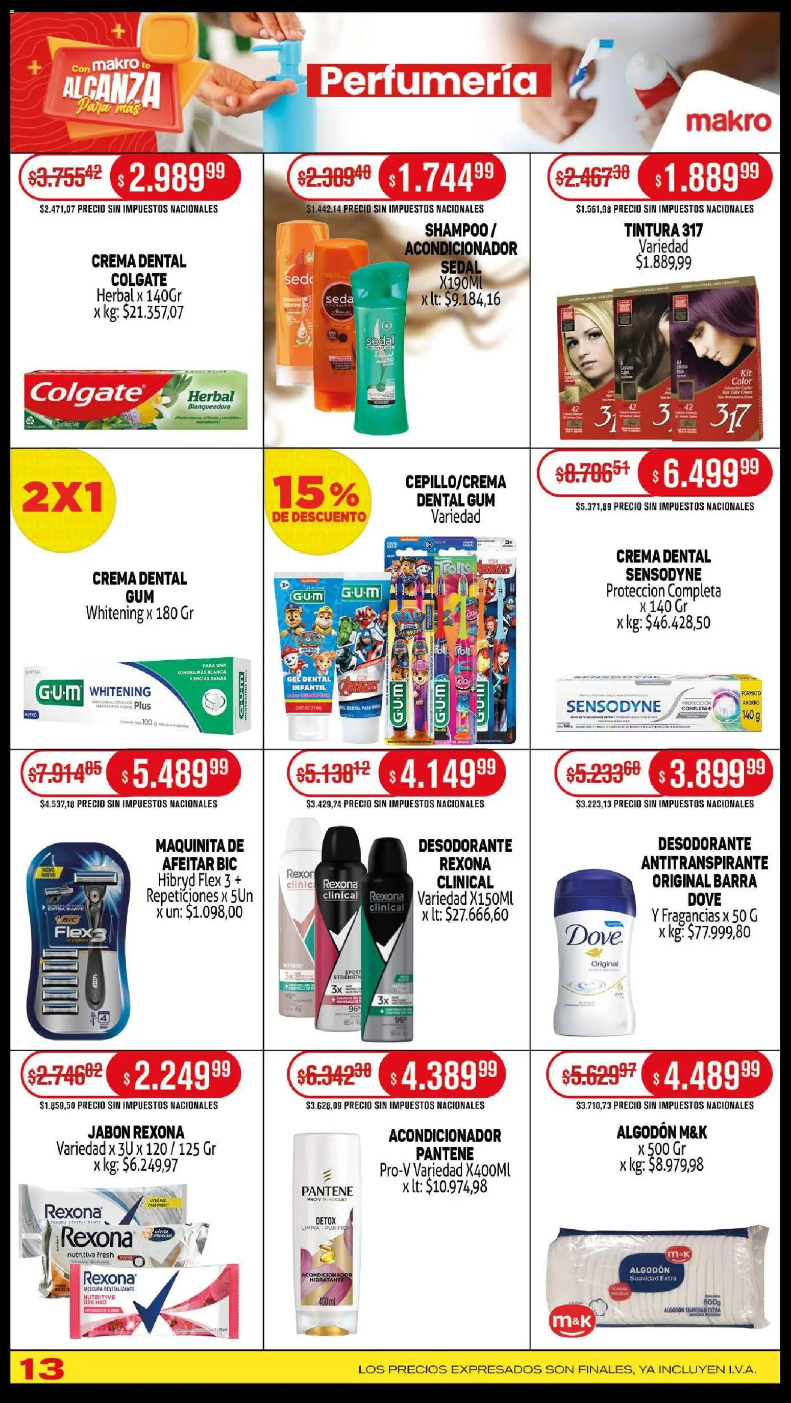 Makro ofertas │ válido desde el 23.10.2025 | Página: 13 | Productos: Algodón, Shampoo, Tintura, Acondicionador