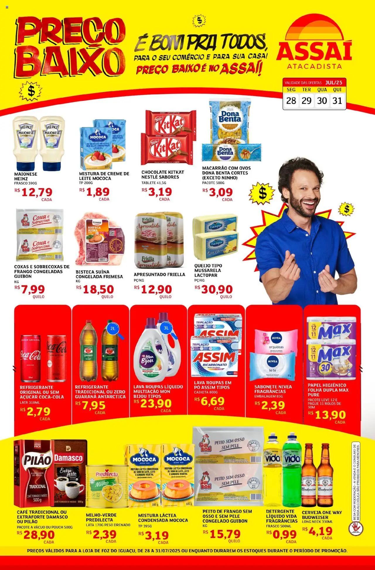 Assaí Atacadista Folheto - válido de 28.07.2025 | Página: 1 | Produtos: Pó, Cerveja, Macarrão, Papel higiênico