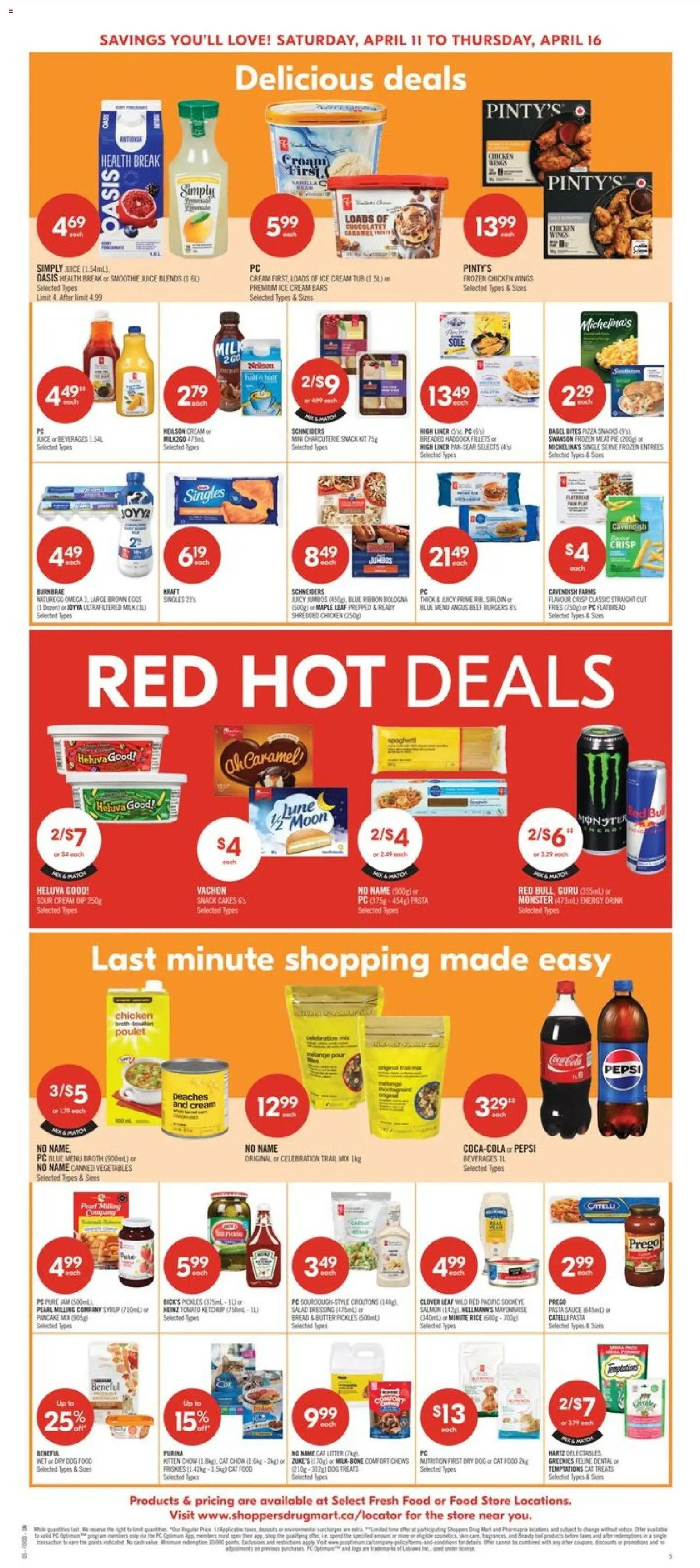 Shoppers flyer valid from 10.04.2026 | Page: 7 | Products: Cream, Salad, Chicken wings, Butter