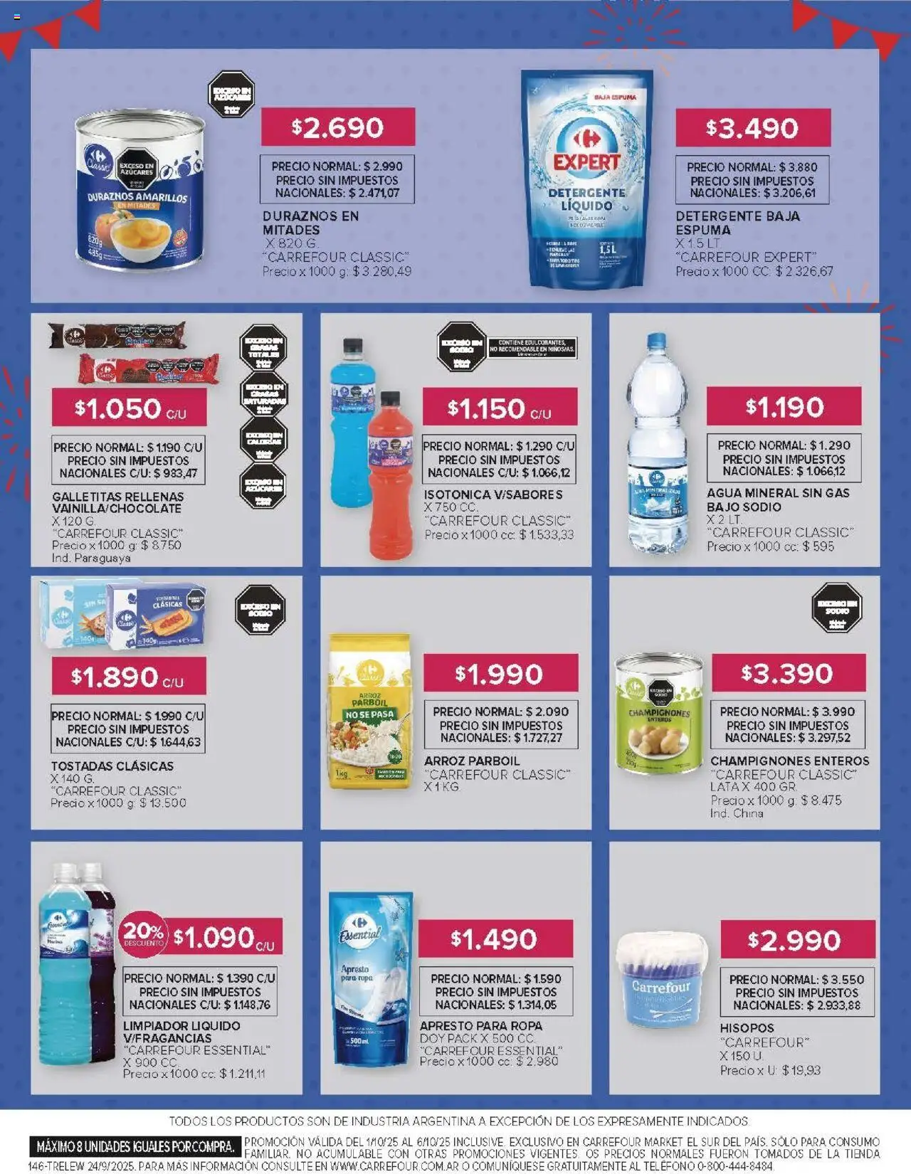 Carrefour - Ofertas - Chubut │ válido desde el 01.10.2025 | Página: 45 | Productos: Teléfono, Galletitas, Agua, Ropa
