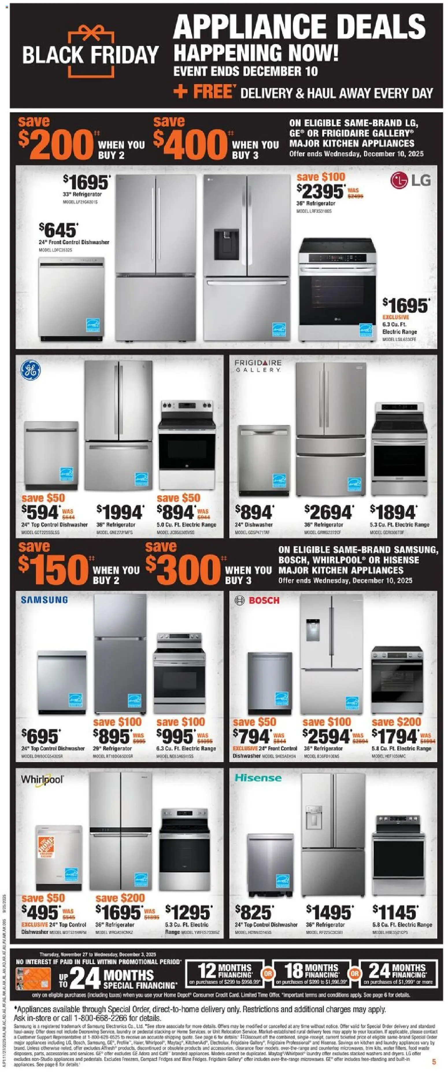 Home Depot flyer valid from 27.11.2025 | Page: 6 | Products: Refrigerator, Dishwasher, Wine