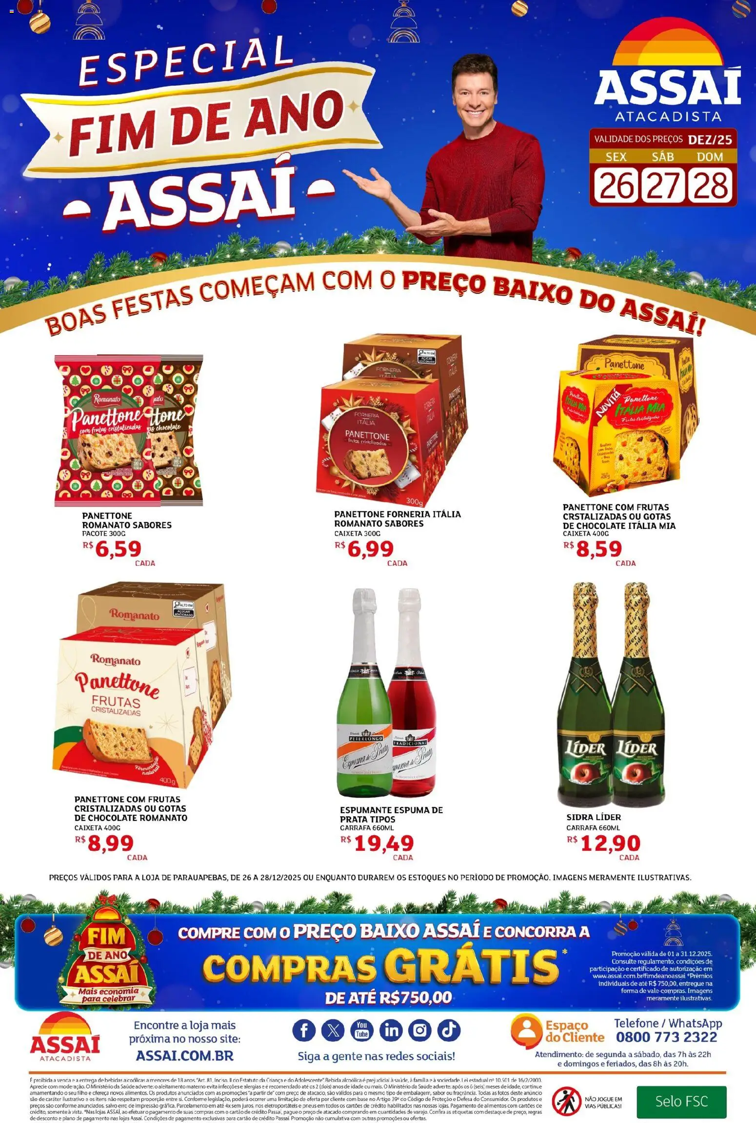 Assaí Atacadista Folheto - válido de 26.12.2025 | Página: 1 | Produtos: Pneus, Base, Bebida, Telefone