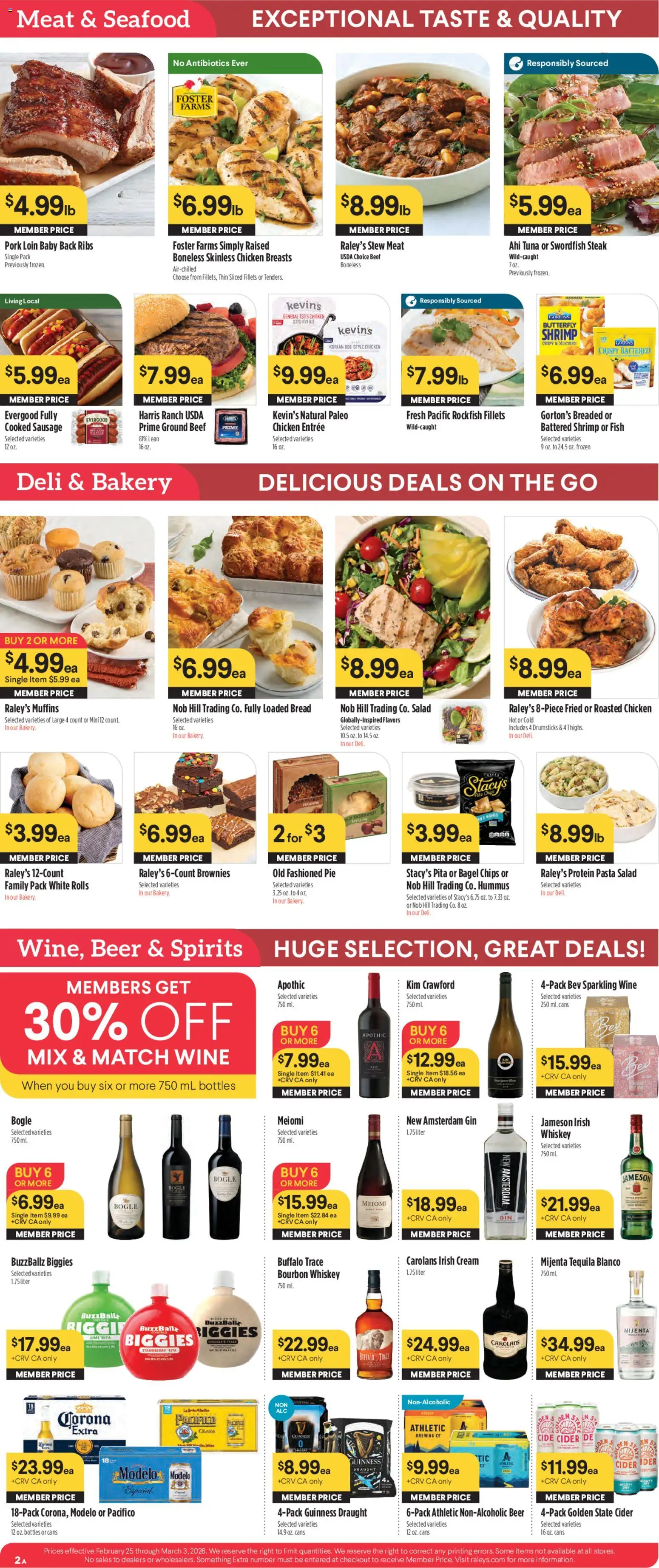 Raley's Weekly Ad - valid from 25.02.2026 | Page: 2 | Products: Beef, Bourbon, Chips, Lime