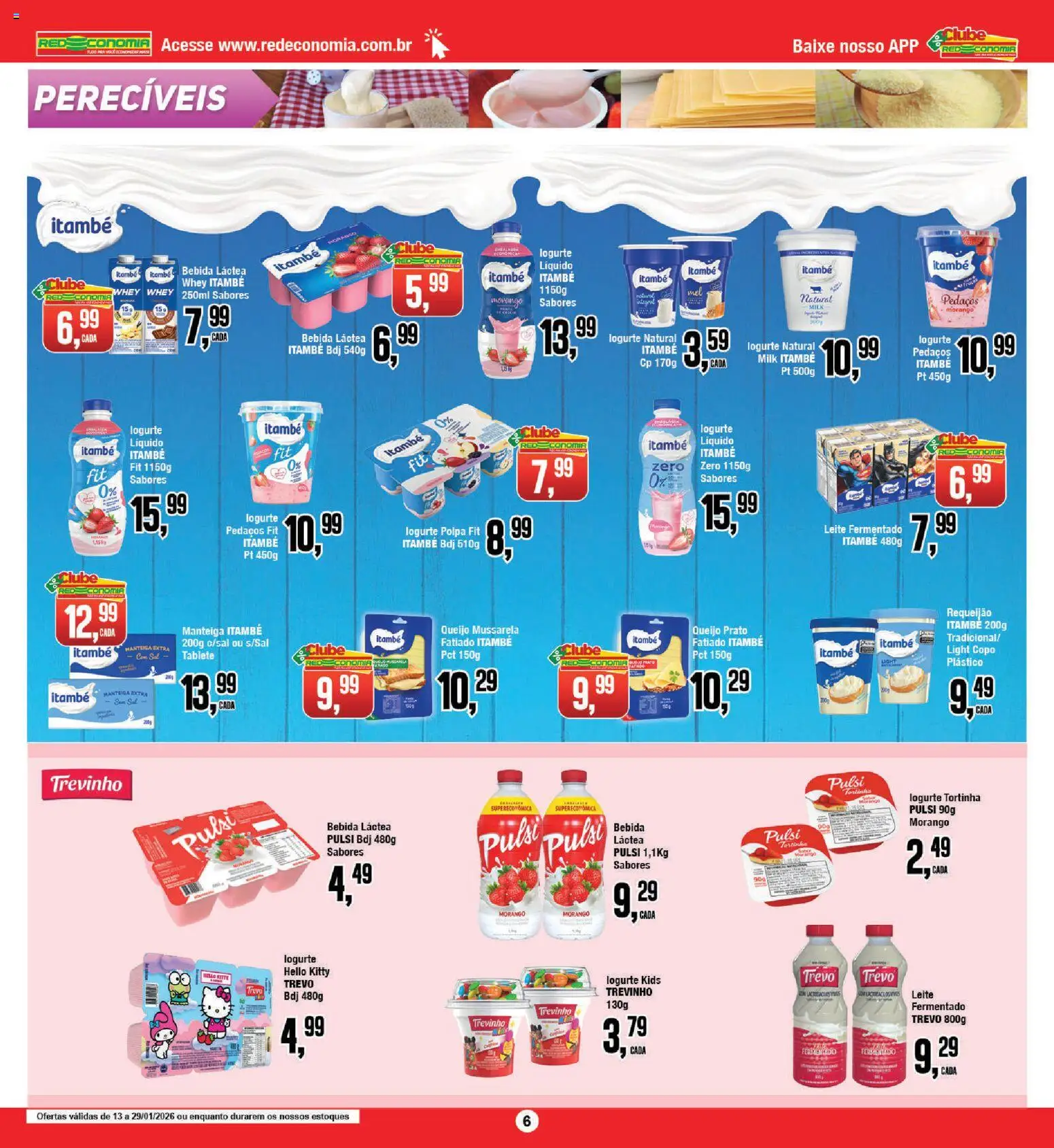 RedEconomia Folheto - válido de 12.01.2026 | Página: 6 | Produtos: Leite, Bebida, Requeijão, Leite fermentado