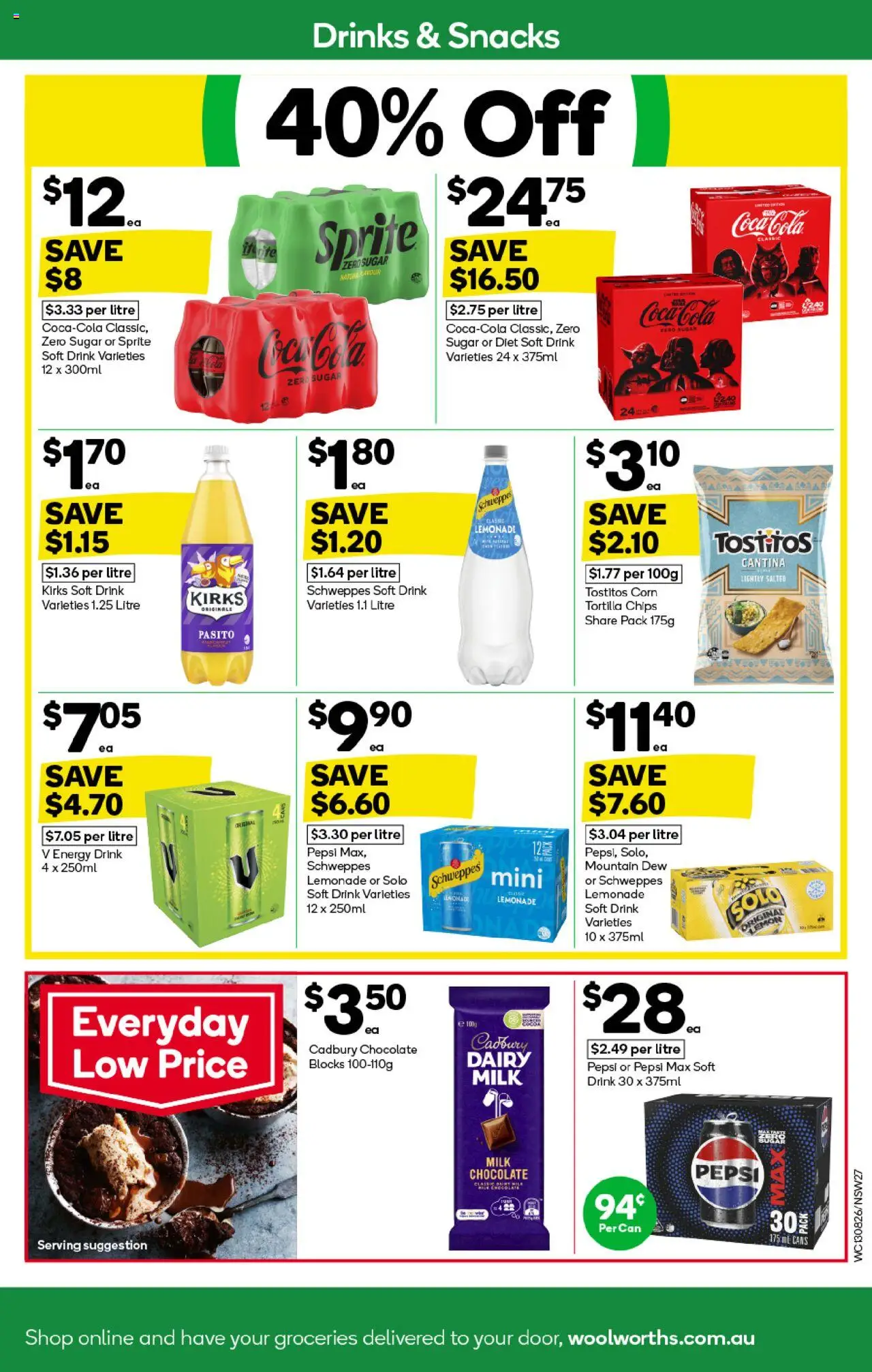Woolworths catalogue - valid from 13.08.2025 | Page: 27 | Products: Energy drink, Chocolate, Pepsi, Sugar