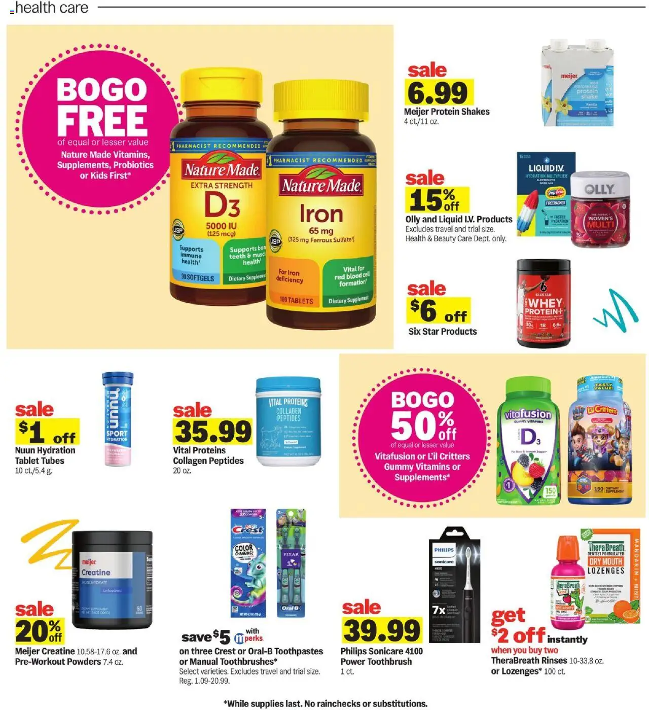 Meijer Weekly Ad - valid from 03.08.2025 | Page: 29 | Products: Probiotics, Toothbrush, Tablet, Iron