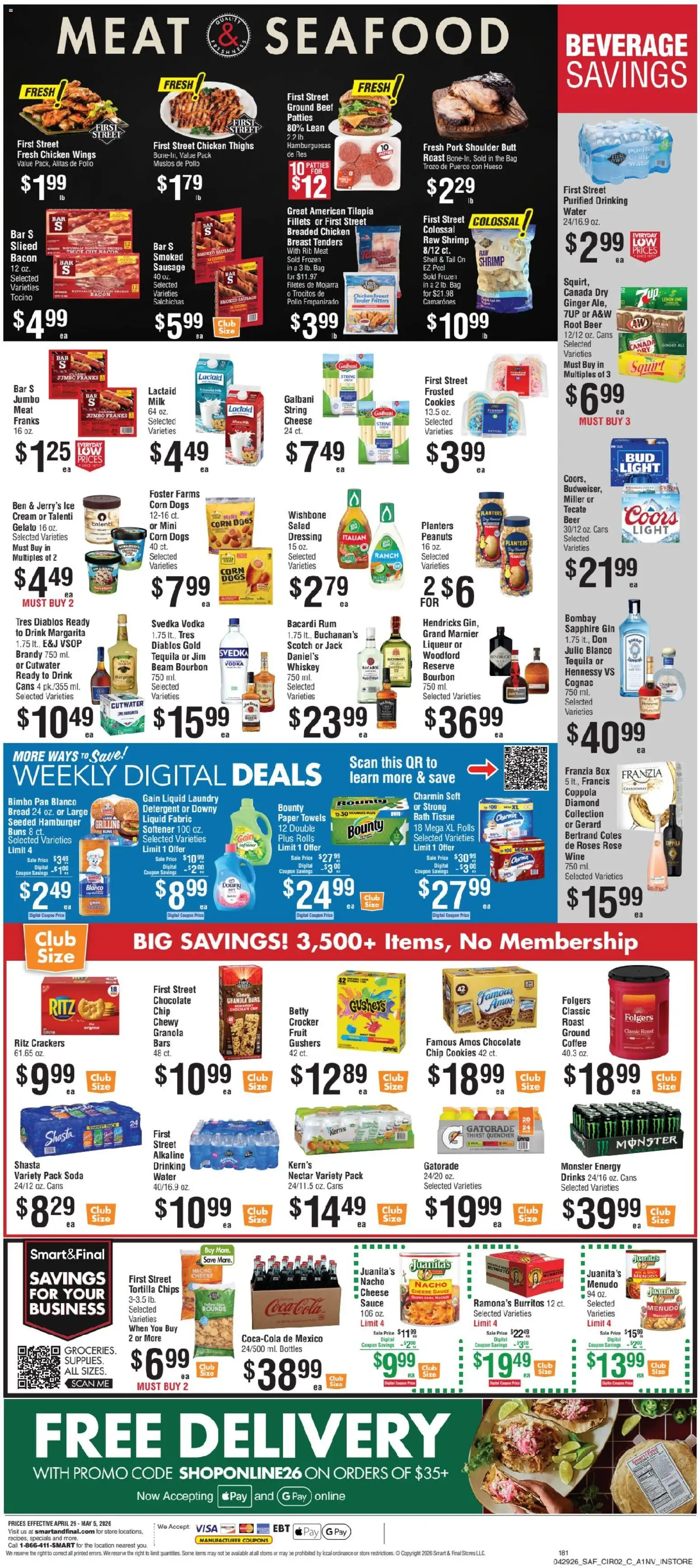 Smart & Final Weekly Ad - valid from 29.04.2026 | Page: 3 | Products: Corn, Bread, Gin, Sausage