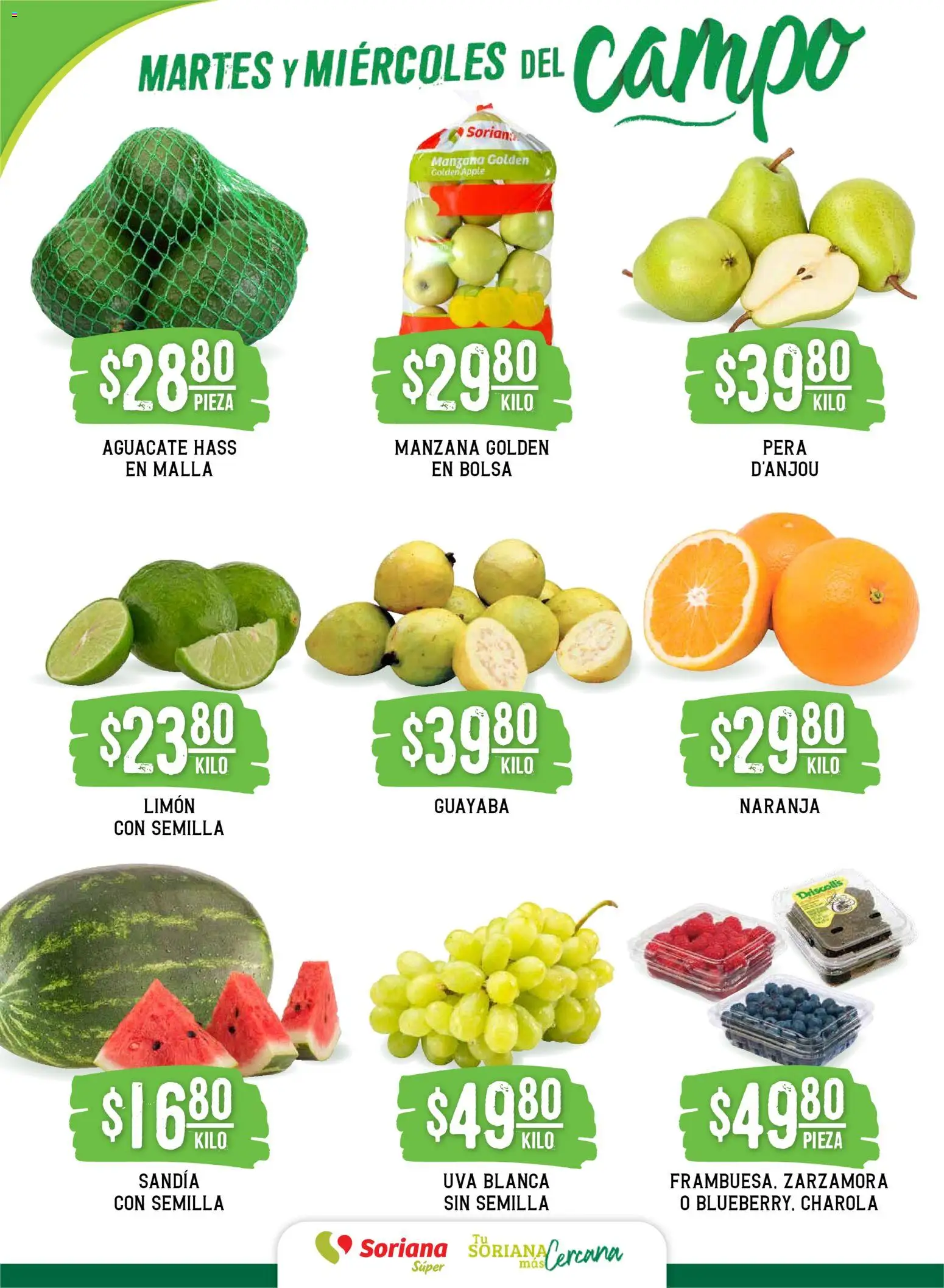 Nuevas ofertas de Soriana válidas en toda la República Mexicana desde el 28.10.2025. ¡Encuentra las mejores ofertas en Soriana - Martes y Miércoles del Campo Súper: Saltillo y Torreón! | Página: 2 | Productos: Pera, Manzana, Aguacate, Uva