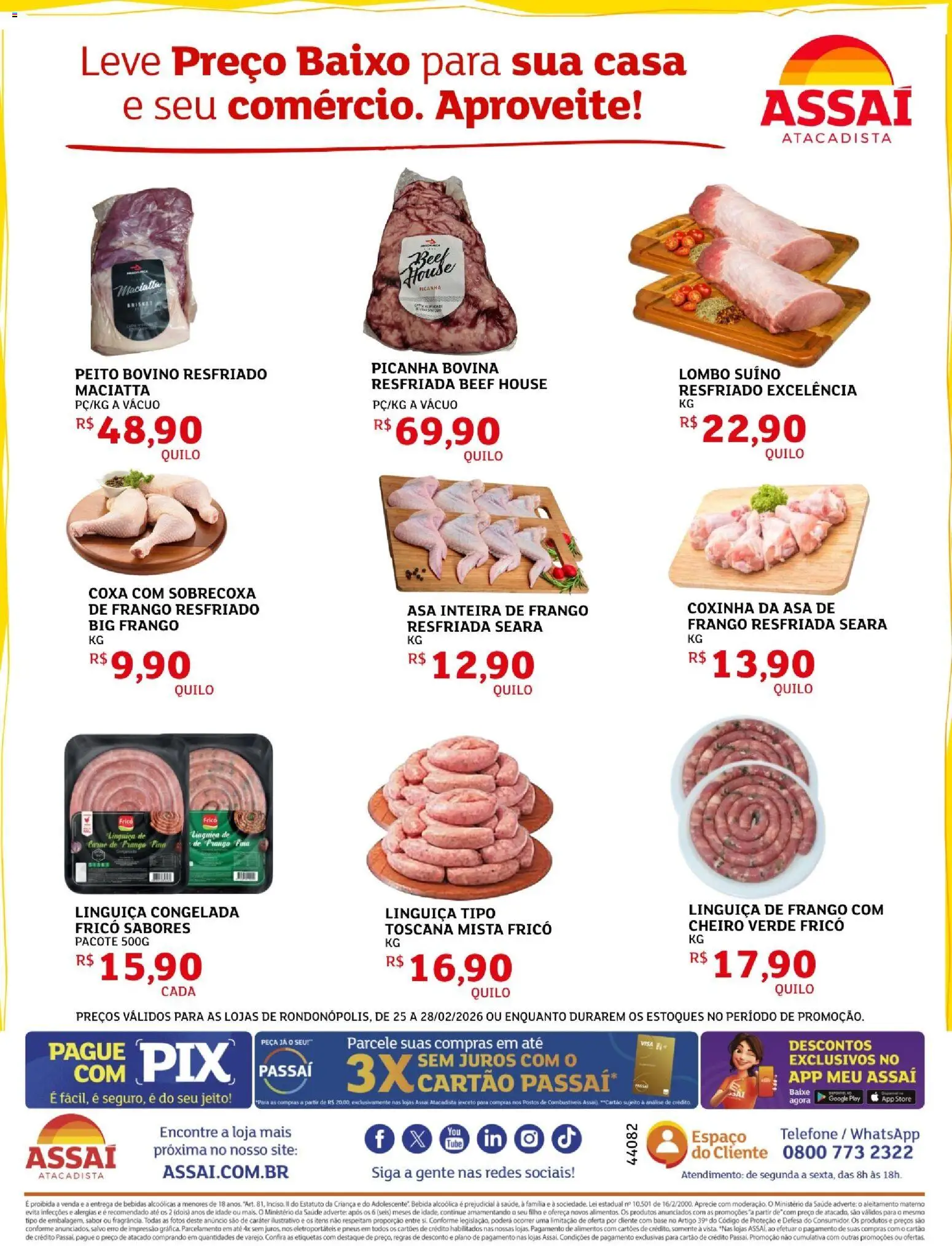 Assaí Atacadista Folheto - válido de 25.02.2026 | Página: 2 | Produtos: Picanha, Pneus, Bebida, Telefone