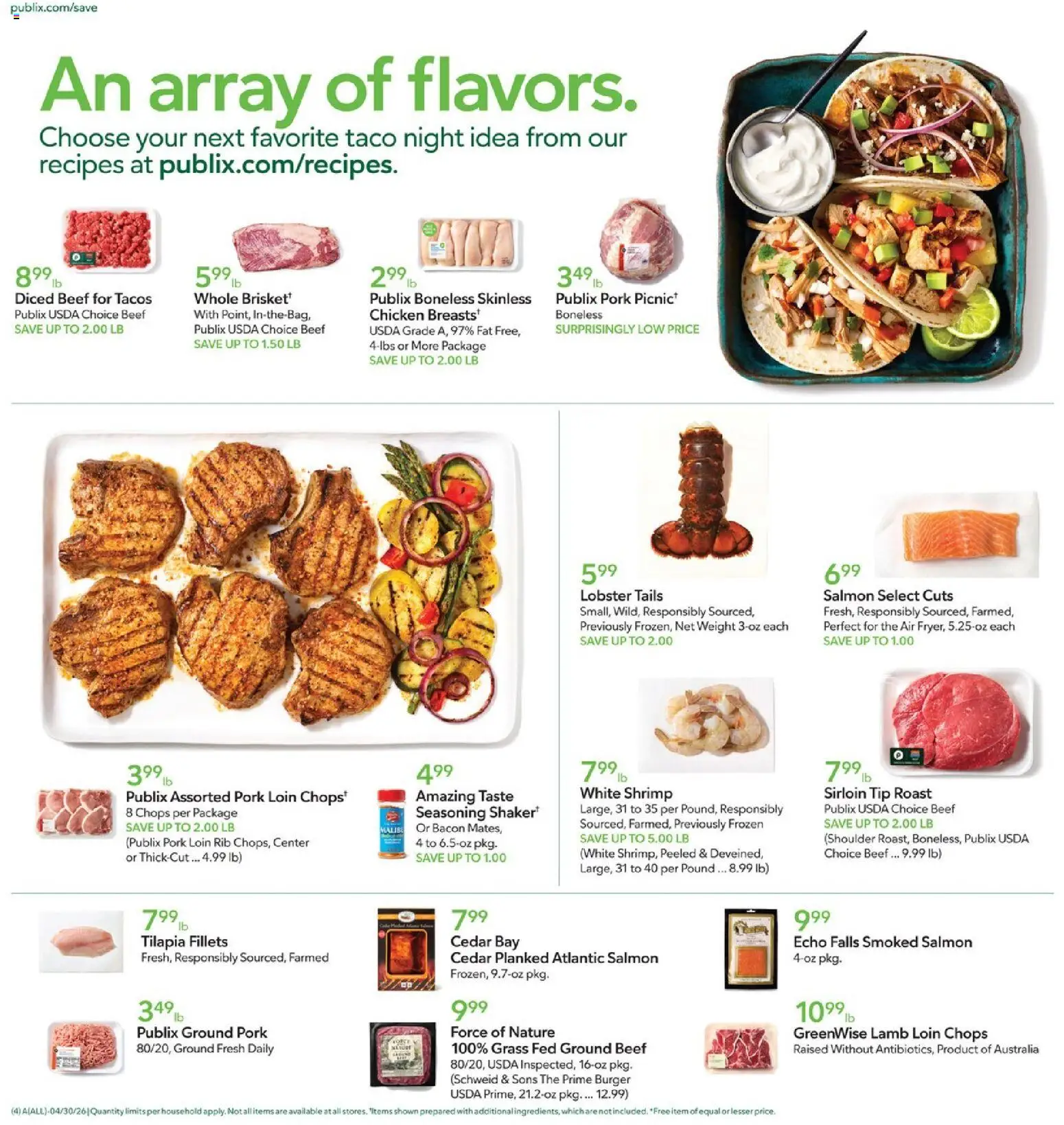 Publix Weekly Ad - valid from 29.04.2026 | Page: 4 | Products: Pork, Beef, Weight