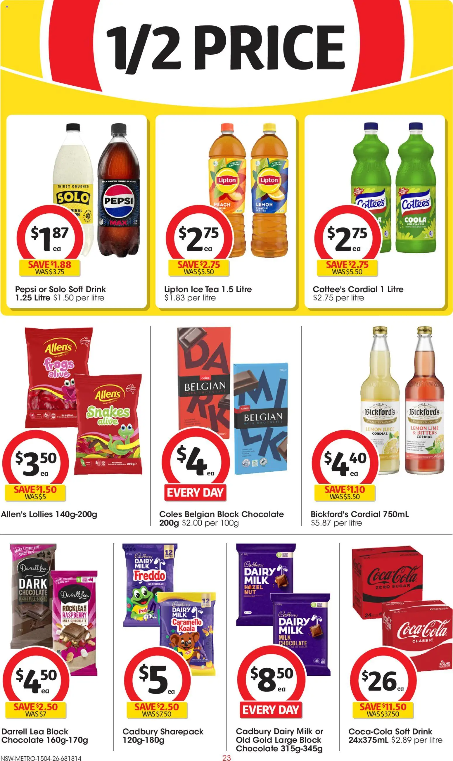 Coles catalogue - valid from 15.04.2026 | Page: 23 | Products: Pepsi, Sugar, Lemon, Peach