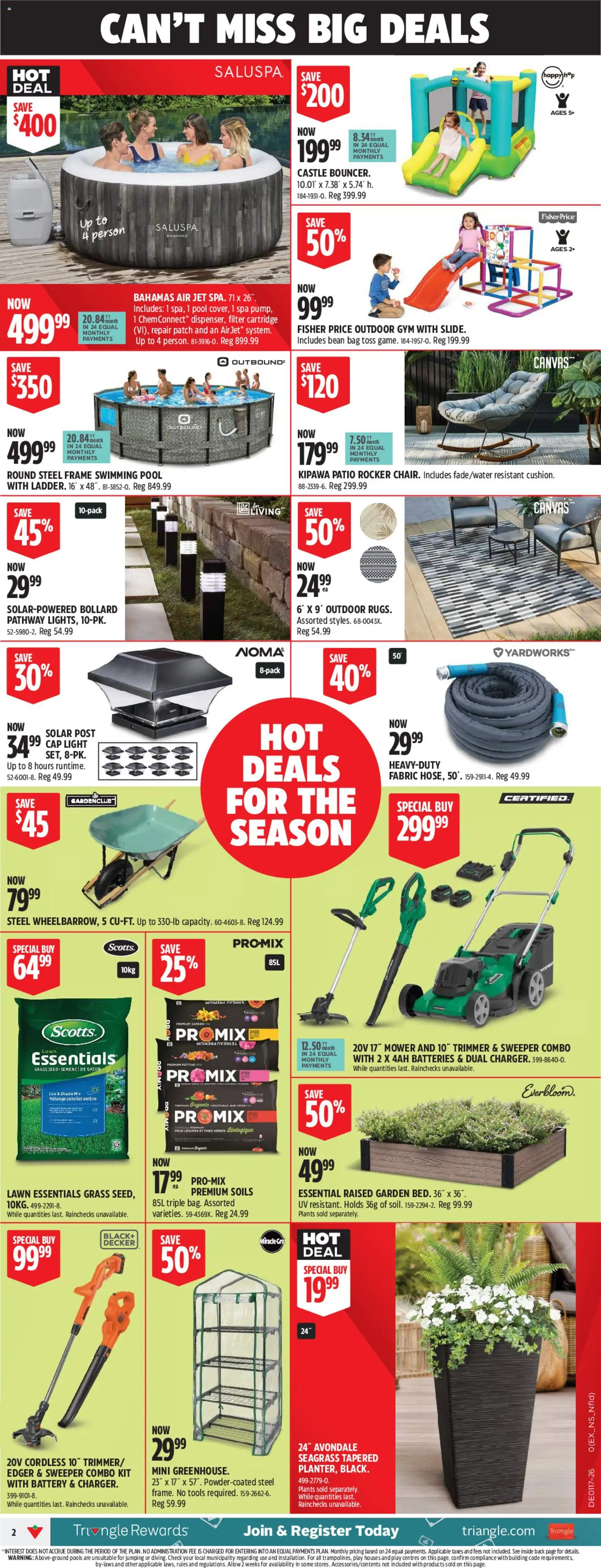 Canadian Tire flyer valid from 23.04.2026 | Page: 2 | Products: Cap, Bag, Mower, Battery