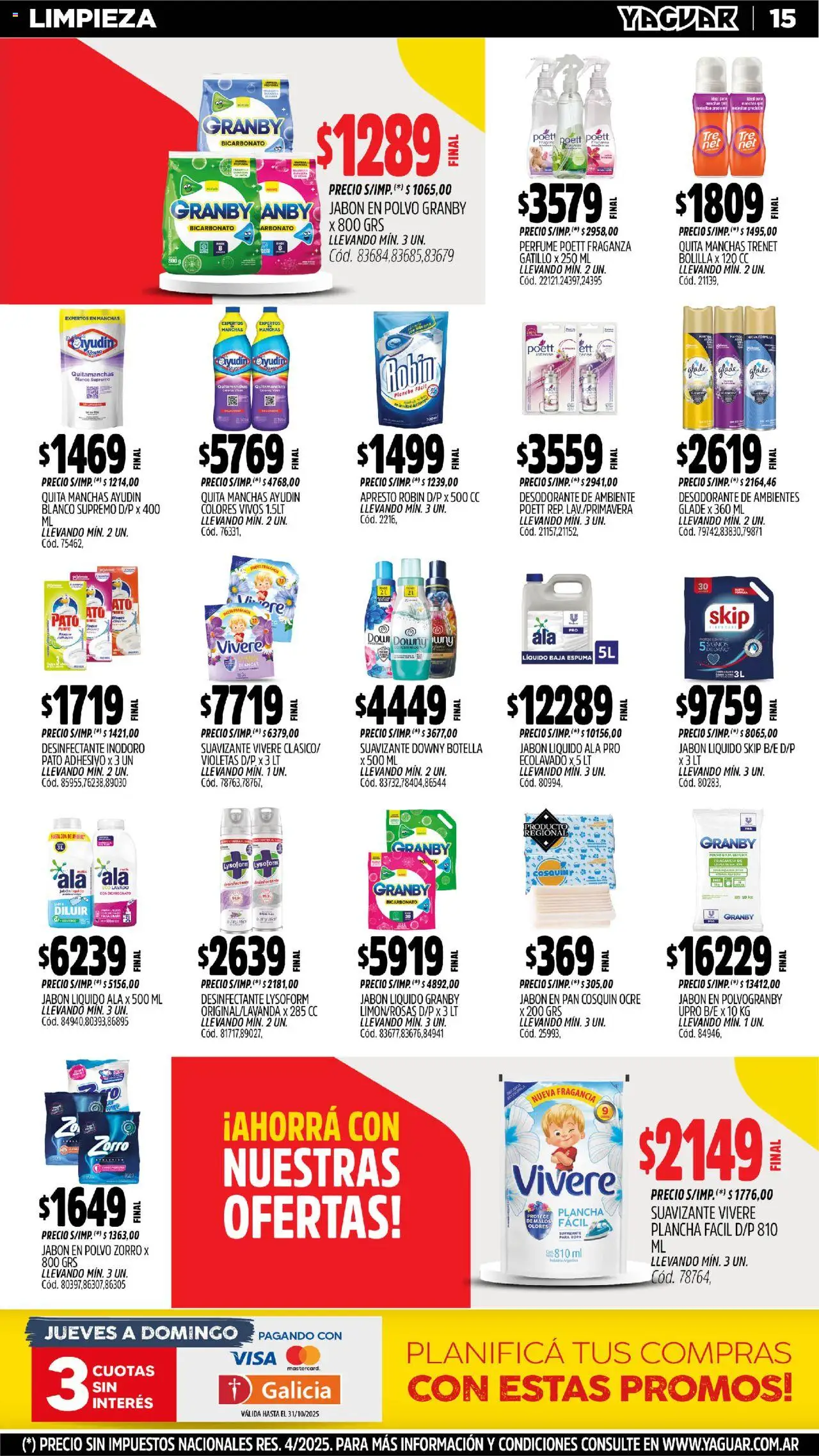 Yaguar - Santa Fe │ válido desde el 20.10.2025 | Página: 15 | Productos: Inodoro, Perfume, Ropa, Suavizante