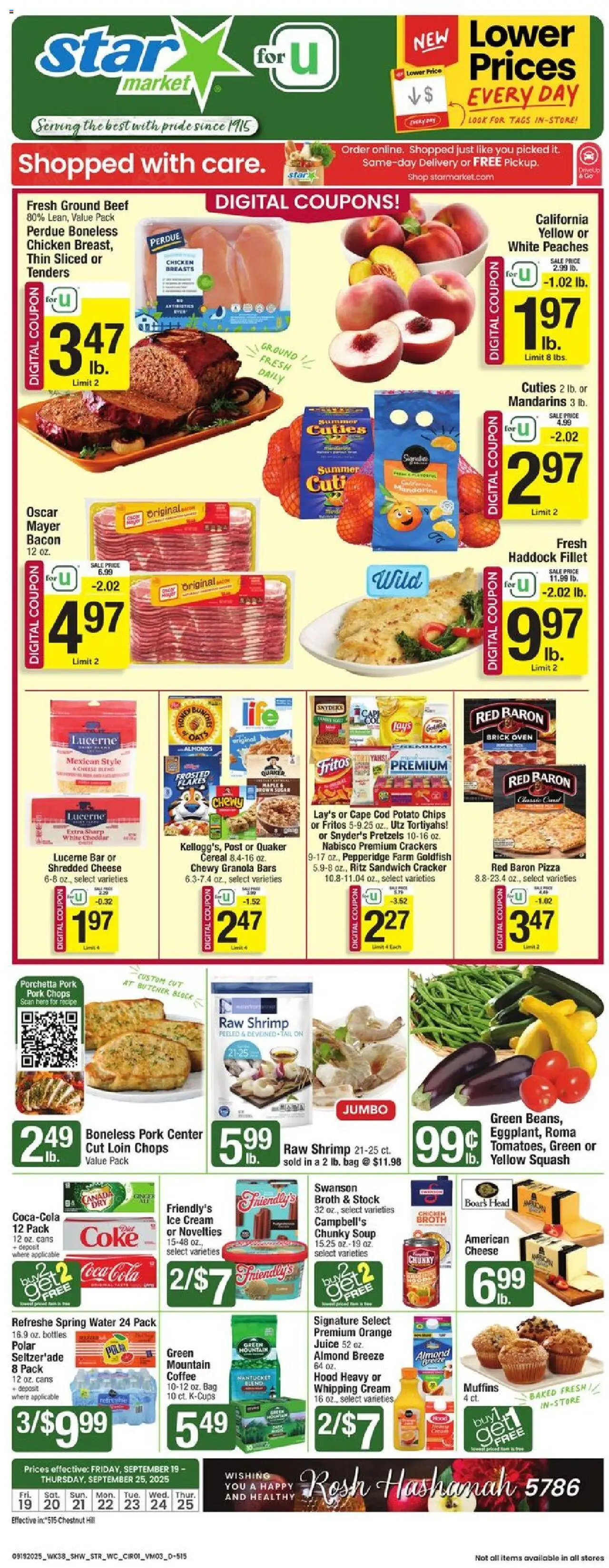 Star Market Weekly Ad - MA - valid from 19.09.2025 | Page: 1 | Products: Pizza, Pork, Cream, Ice cream