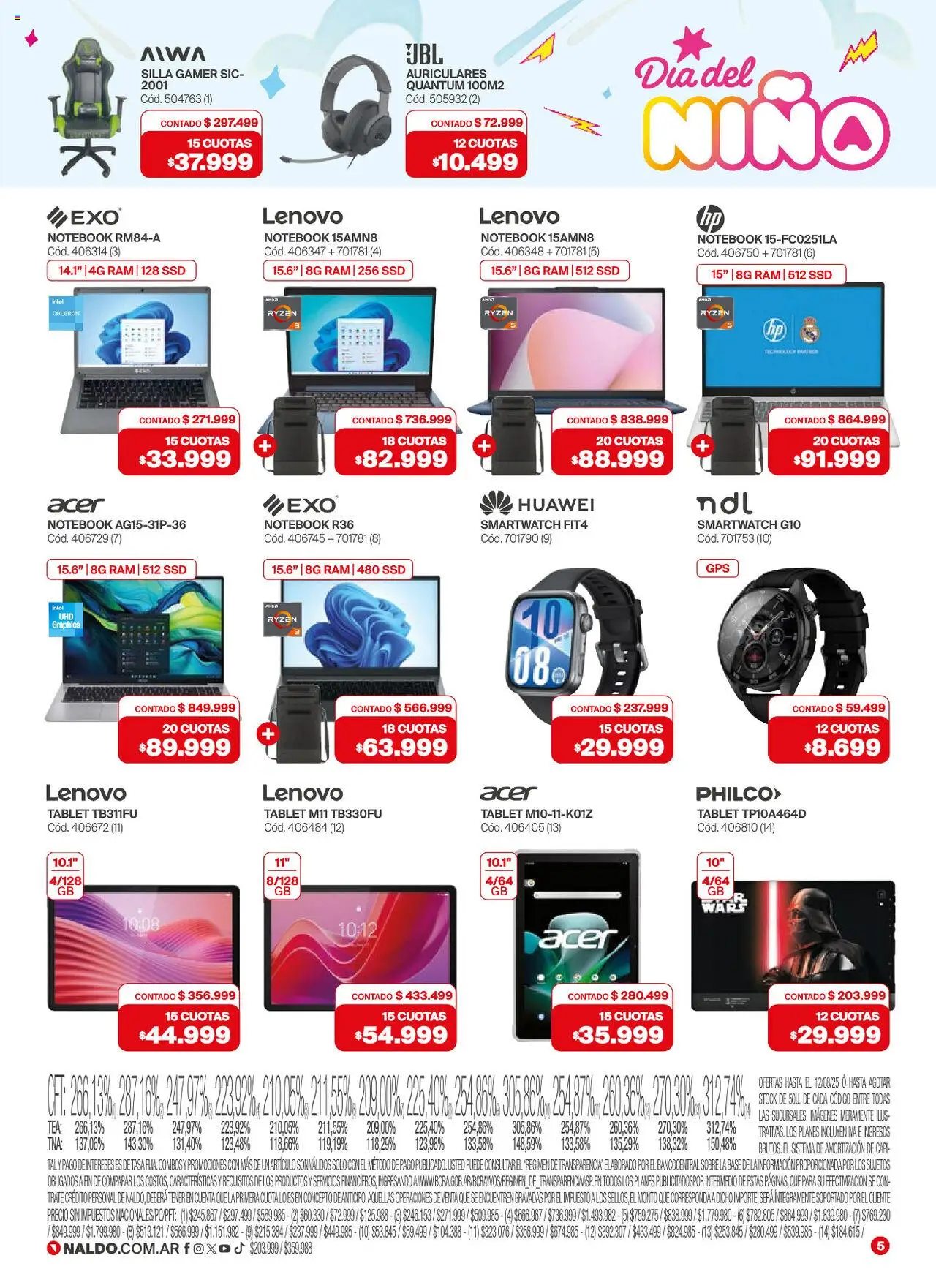 Naldo catálogo │ válido desde el 01.08.2025 | Página: 5 | Productos: Silla gamer, Sobre, Tablet, Notebook