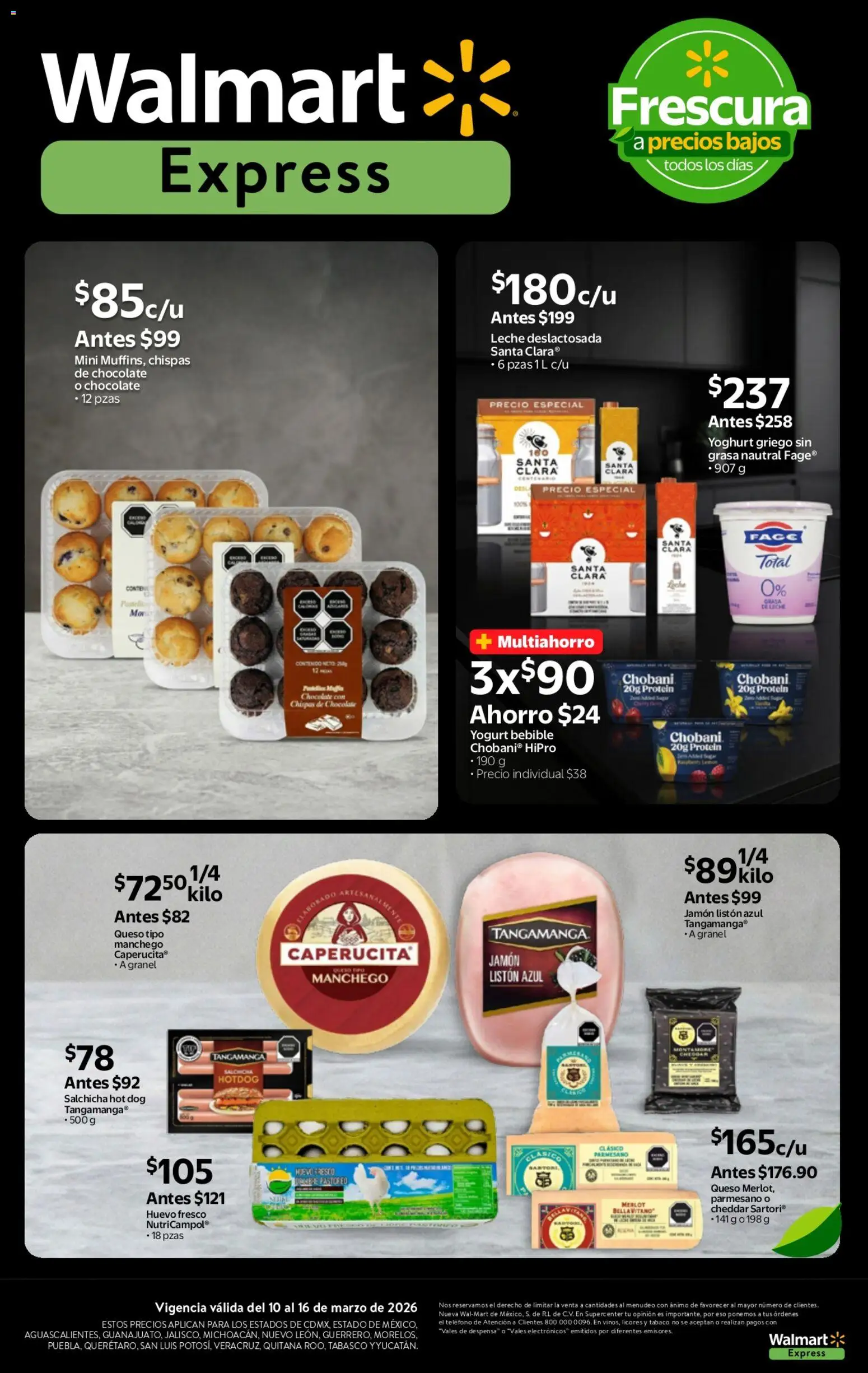 Nuevas ofertas de Walmart Express válidas en toda la República Mexicana desde el 10.03.2026. ¡Encuentra las mejores ofertas en Walmart Express folleto! | Página: 4 | Productos: Leche, Queso, Chocolate, Teléfono