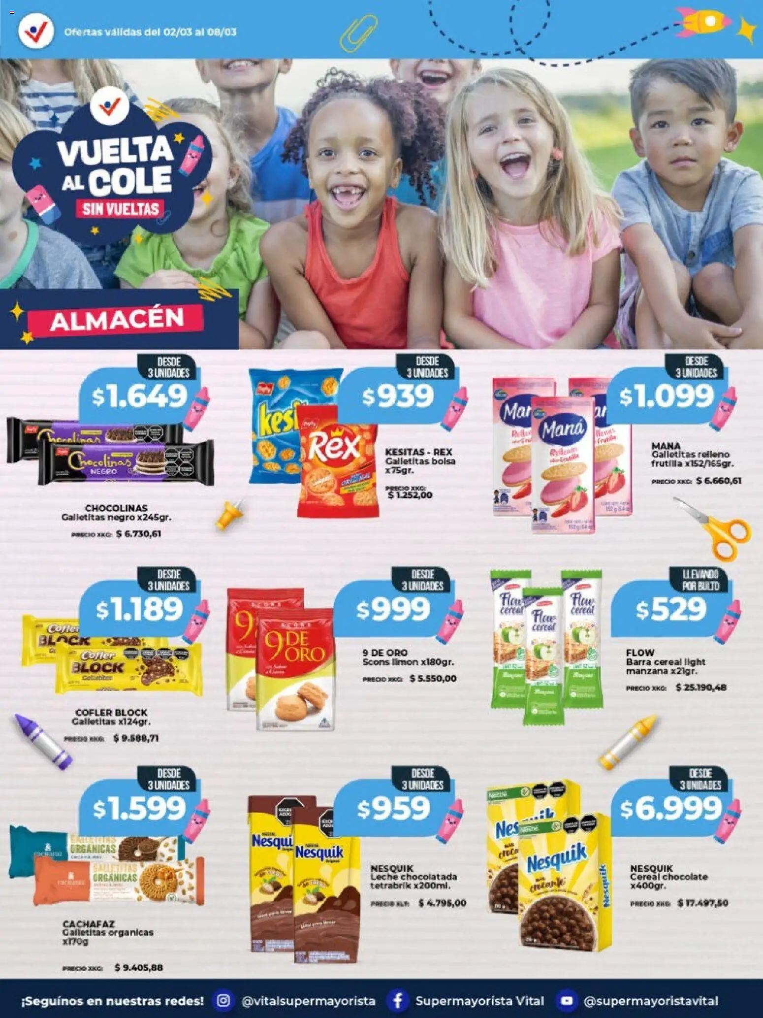 Vital - Vuelta al cole │ válido desde el 02.03.2026 | Página: 10 | Productos: Bolsa, Galletitas, Manzana, Chocolate