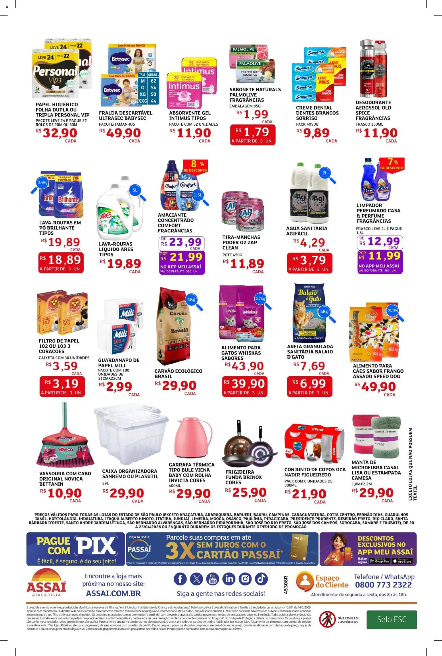 Assaí Atacadista Folheto - válido de 20.04.2026 | Página: 4 | Produtos: Areia, Desodorante, Cobertor, Cabo