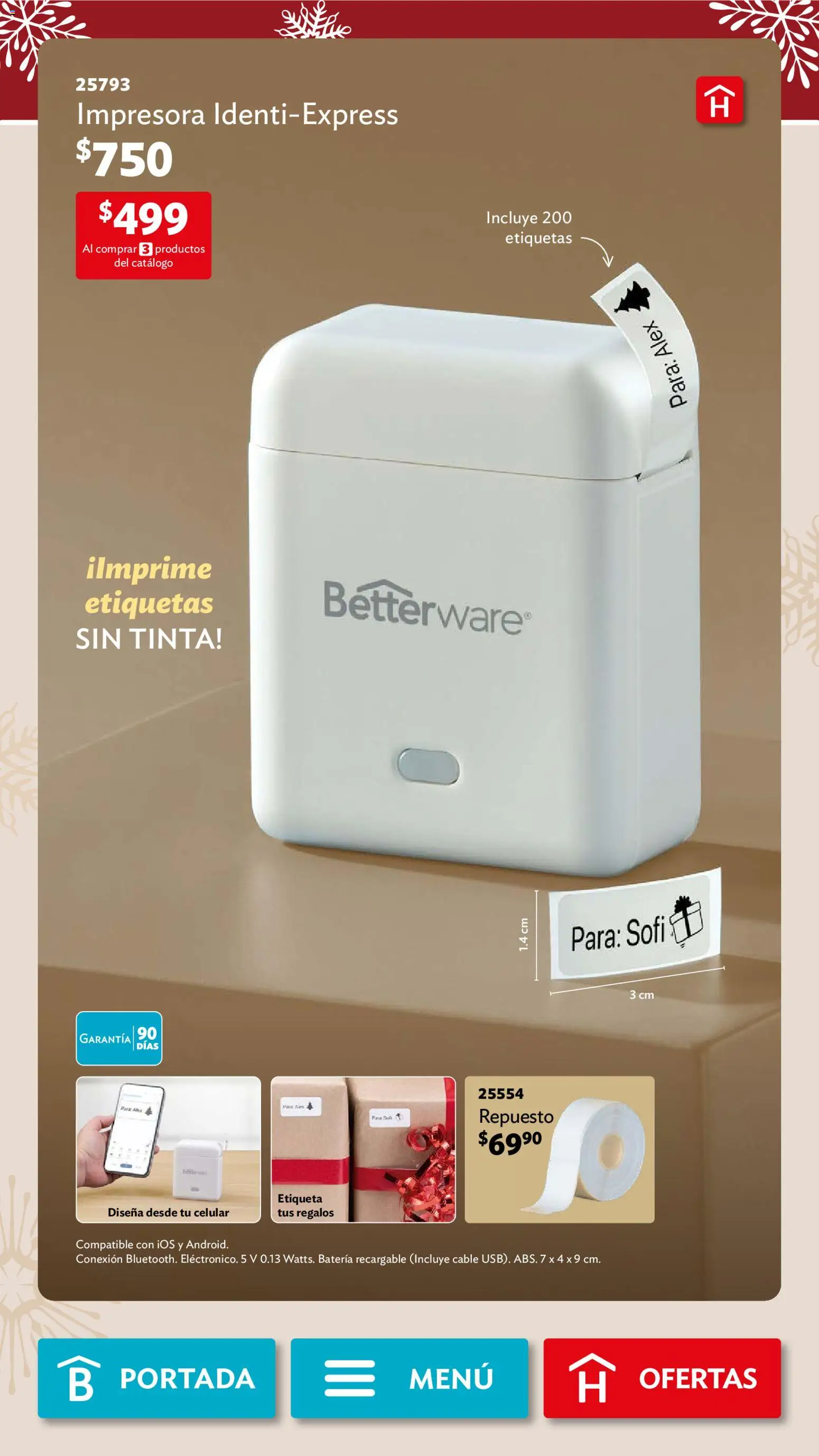 Nuevas ofertas de Betterware válidas en toda la República Mexicana desde el 01.12.2025. ¡Encuentra las mejores ofertas en Betterware campaña 12 2025! | Página: 15 | Productos: Impresora, Cable, Batería