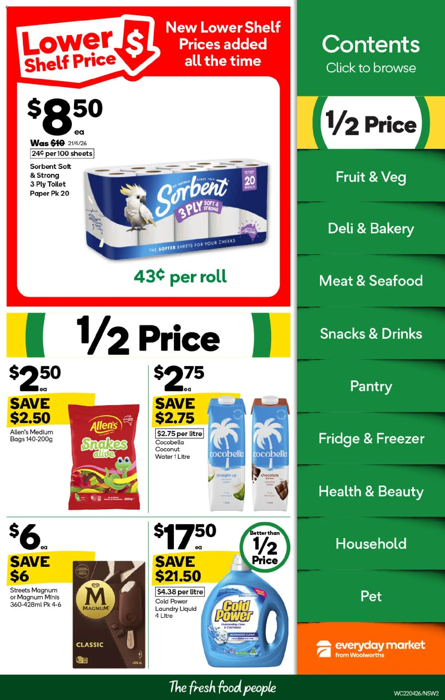 Woolworths catalogue - valid from 22.04.2026 | Page: 2 | Products: Shelf, Toilet, Freezer, Bakery