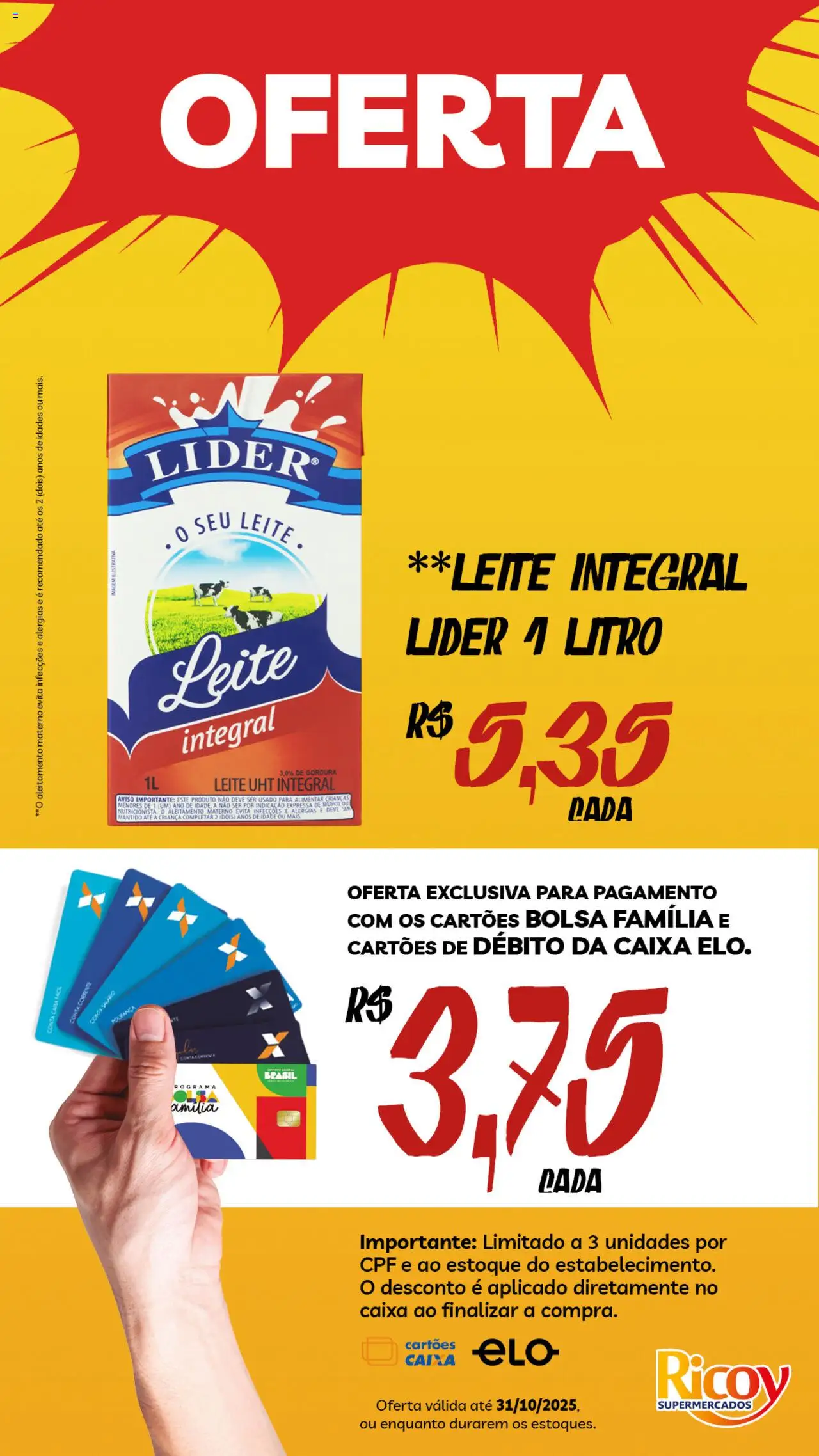 Ricoy Folheto - válido de 07.10.2025 | Página: 8 | Produtos: Leite integral, Caixa, Leite, Bolsa