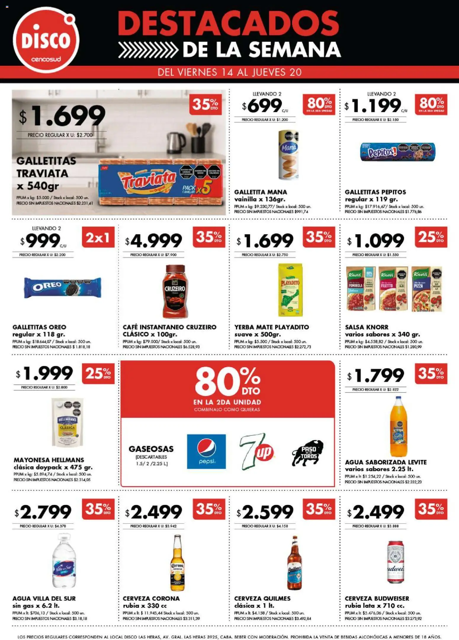 Disco - Destacados - Ofertas I Nacional │ válido desde el 14.11.2025 | Página: 1 | Productos: Mate, Galletitas, Mayonesa, Pizza