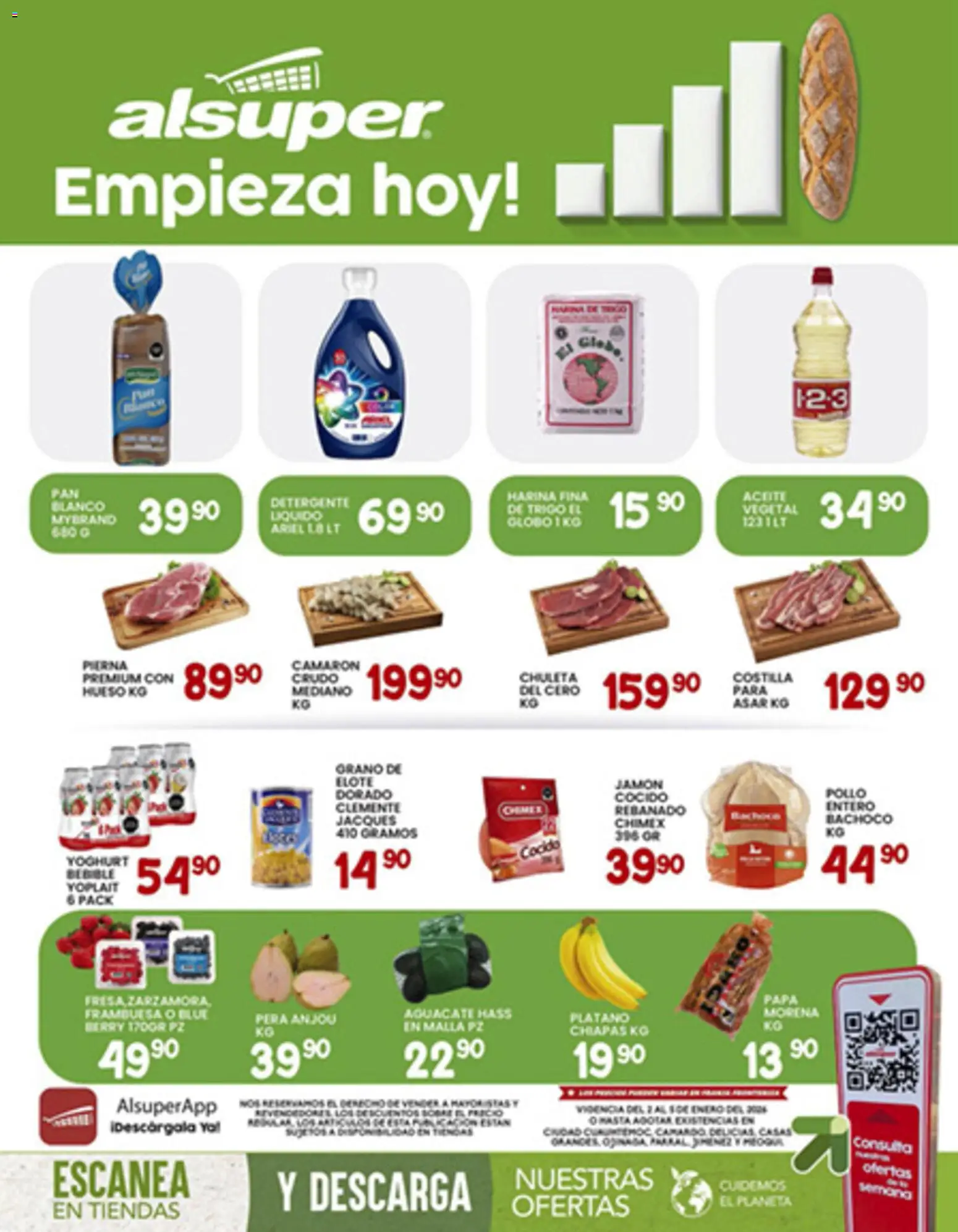 Nuevas ofertas de Alsuper válidas en toda la República Mexicana desde el 02.01.2026. ¡Encuentra las mejores ofertas en Alsuper folleto! | Página: 1 | Productos: Fresa, Jamón cocido, Harina, Malla
