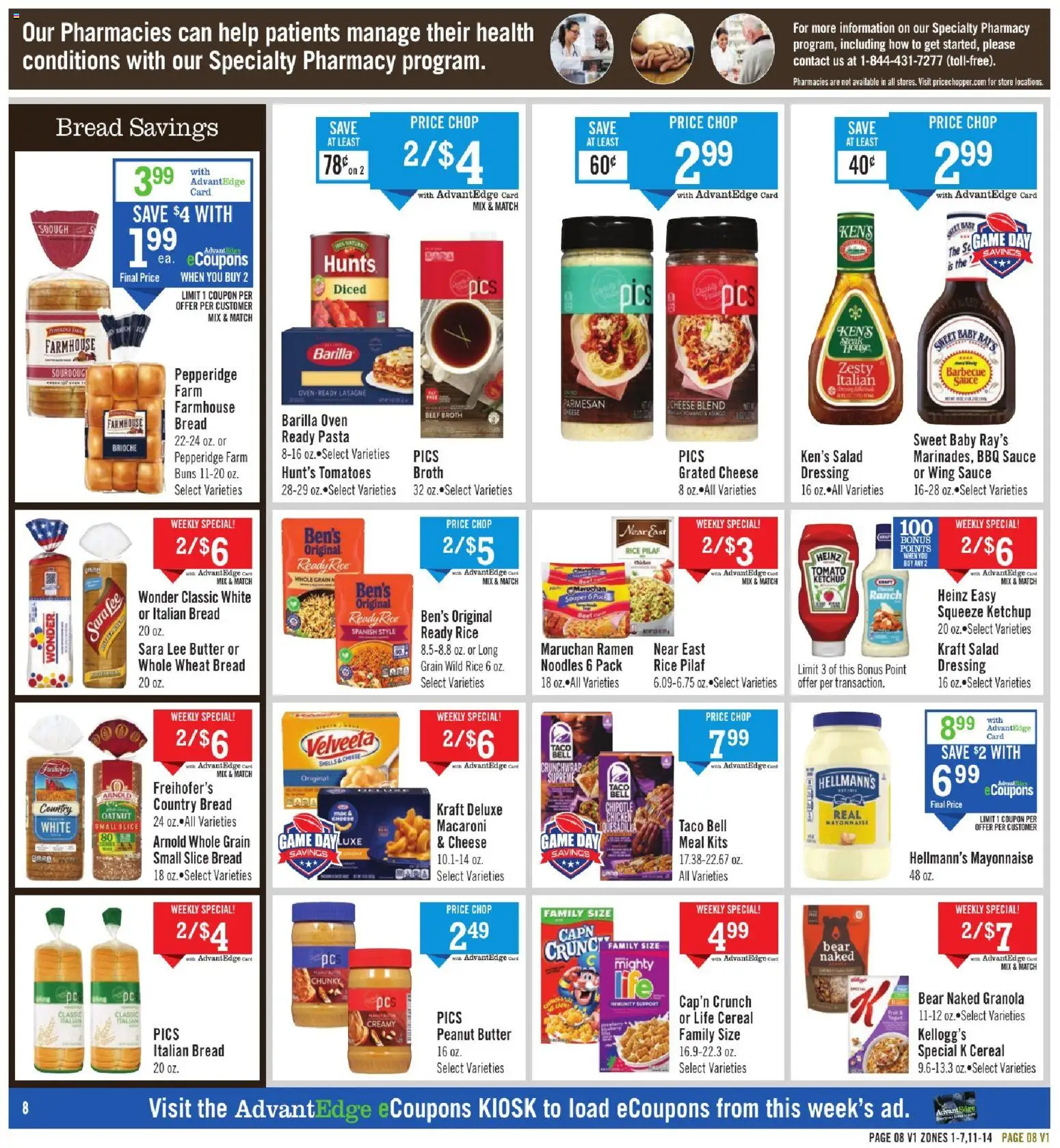 Price Chopper Weekly Ad - valid from 11.01.2026 | Page: 8 | Products: Butter, Tomatoes, Pasta, Ketchup