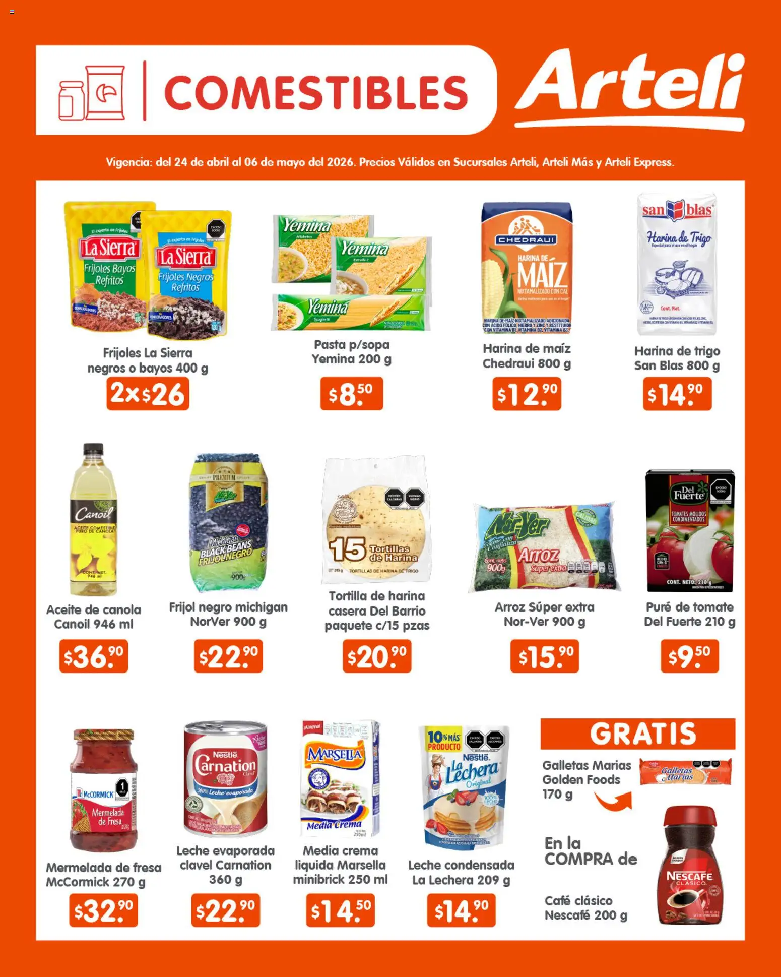 Nuevas ofertas de Arteli válidas en toda la República Mexicana desde el 24.04.2026. ¡Encuentra las mejores ofertas en Arteli folleto Quincenal! | Página: 4 | Productos: Fresa, Leche, Pasta, Galletas