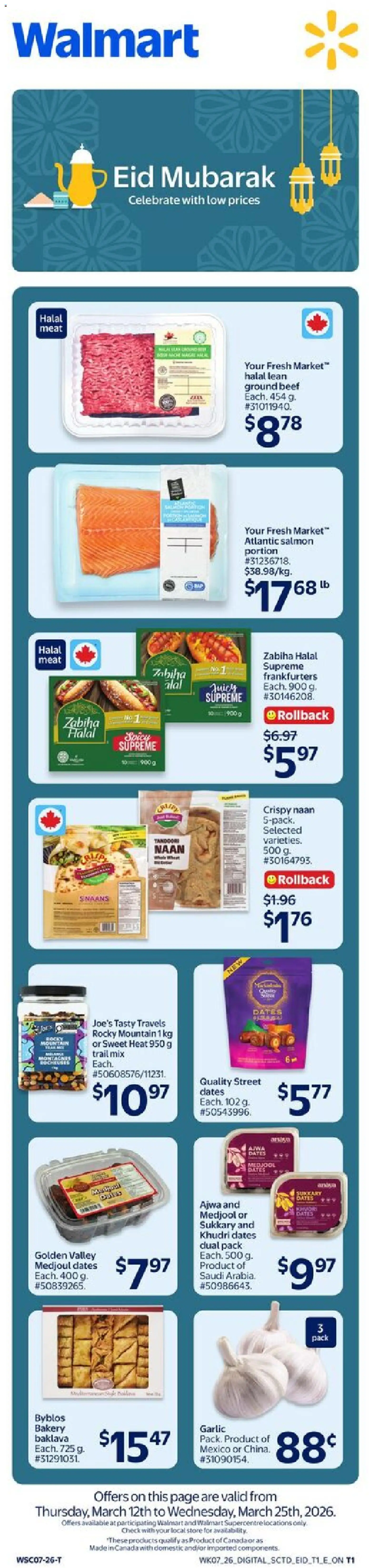 Walmart flyer valid from 12.03.2026 | Page: 1 | Products: Beef, Bakery