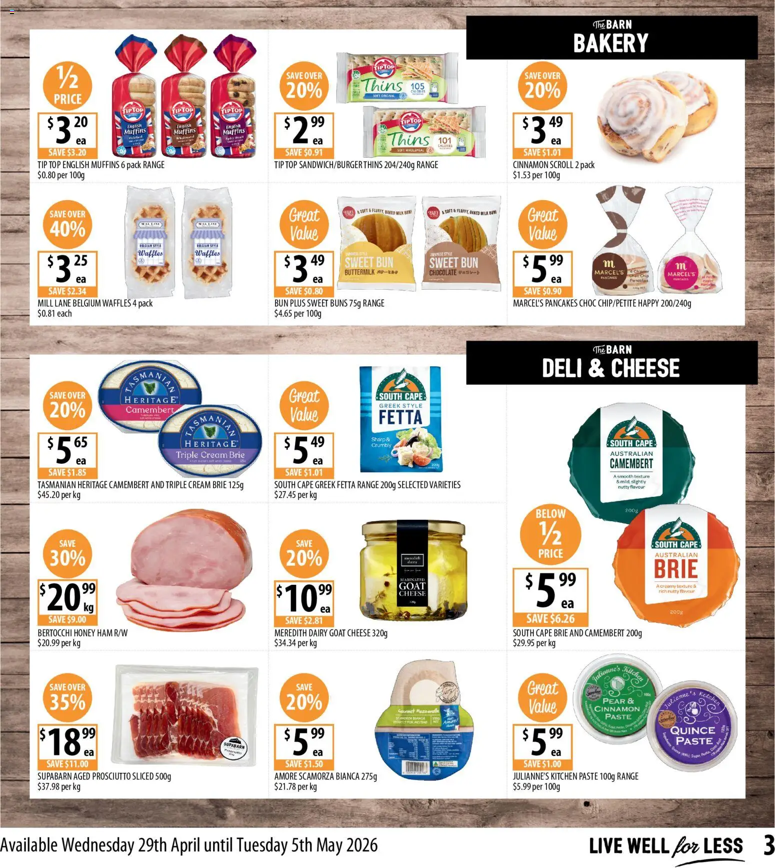 Supabarn catalogue - valid from 29.04.2026 | Page: 3 | Products: Ham, Cream, Pear, Bakery